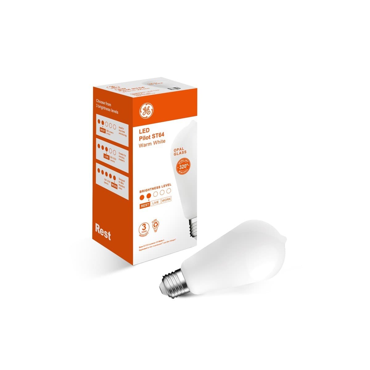 GE 4W LED Opal Pilot ES Globe in Warm White-img-3
