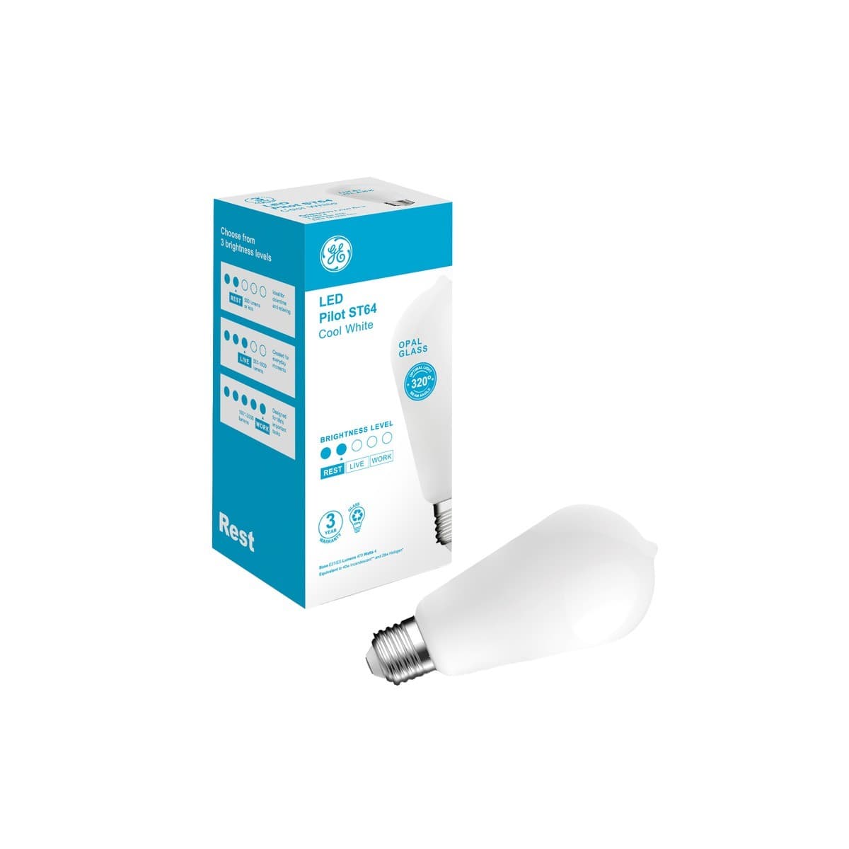 GE 4W LED Opal Pilot ES Globe in Cool White
