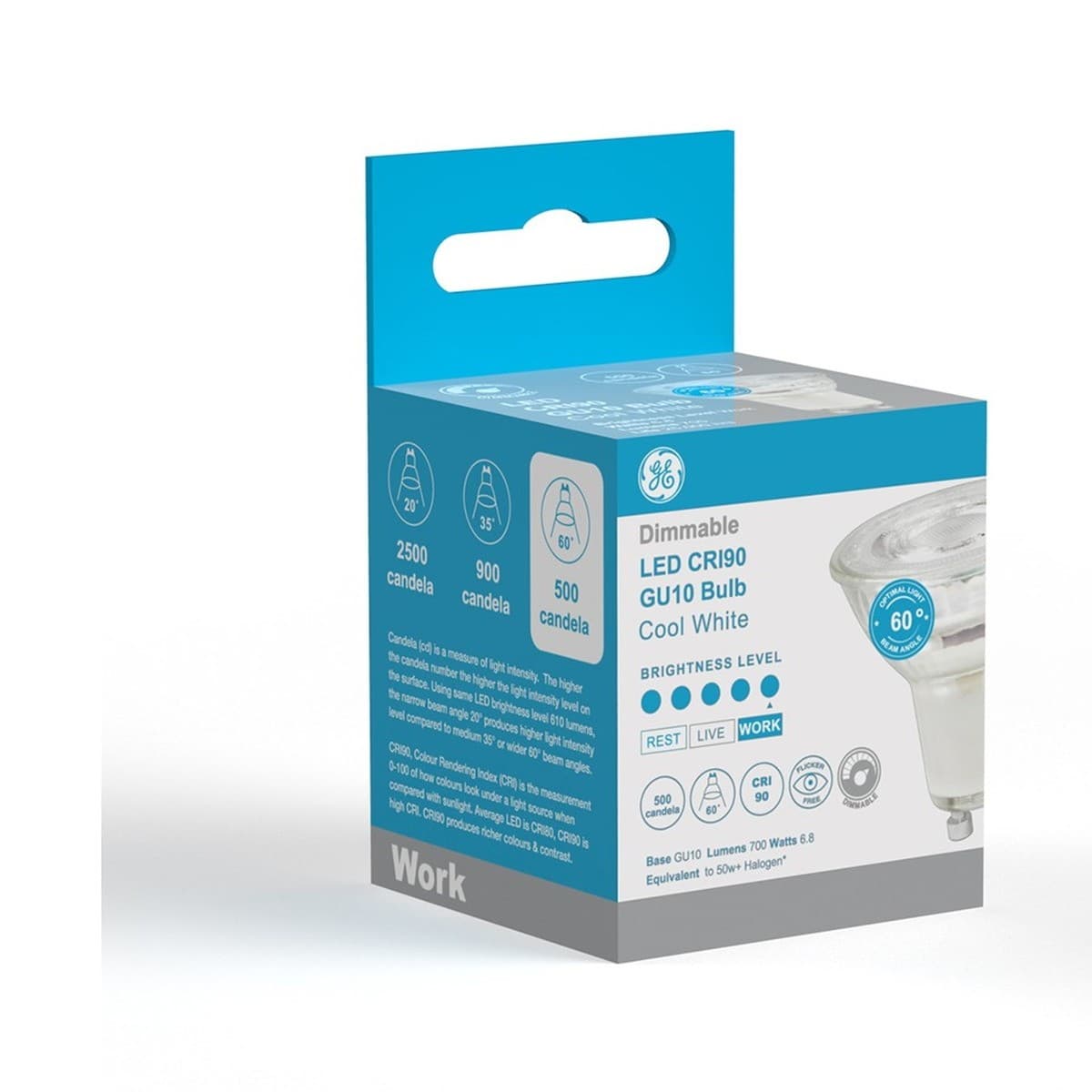 GE 6.8W Dimmable GU10 Globe in Cool White with 60-Degree Beam Angle-img-3