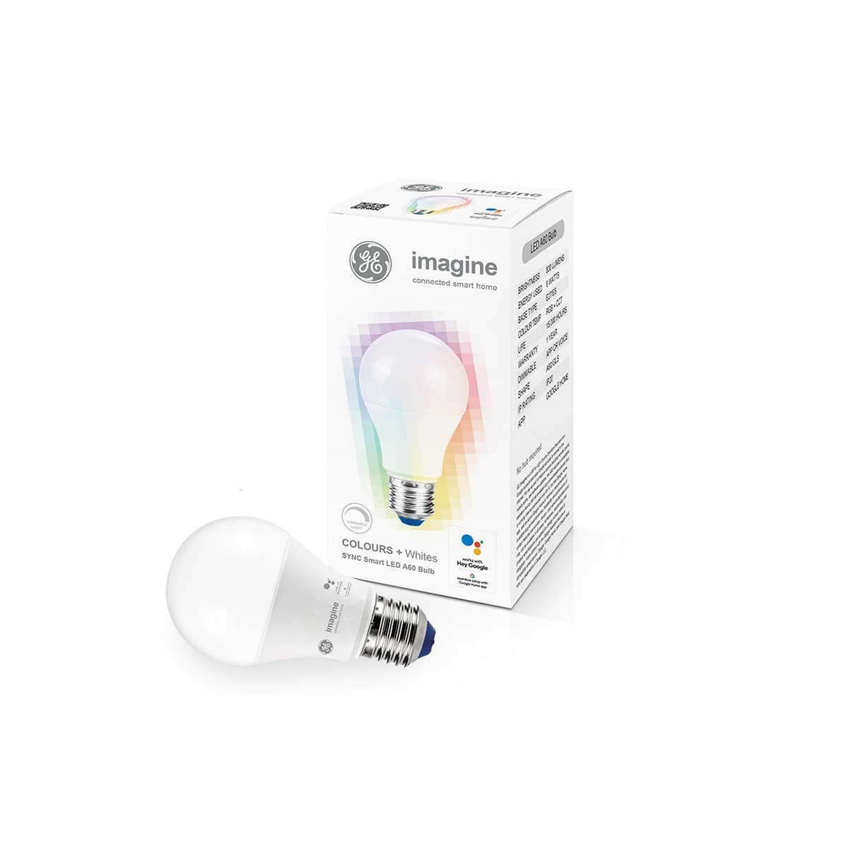 GE Imagine Sync 8W ES RGB LED Dimmable A60 Smart Globe-img-1