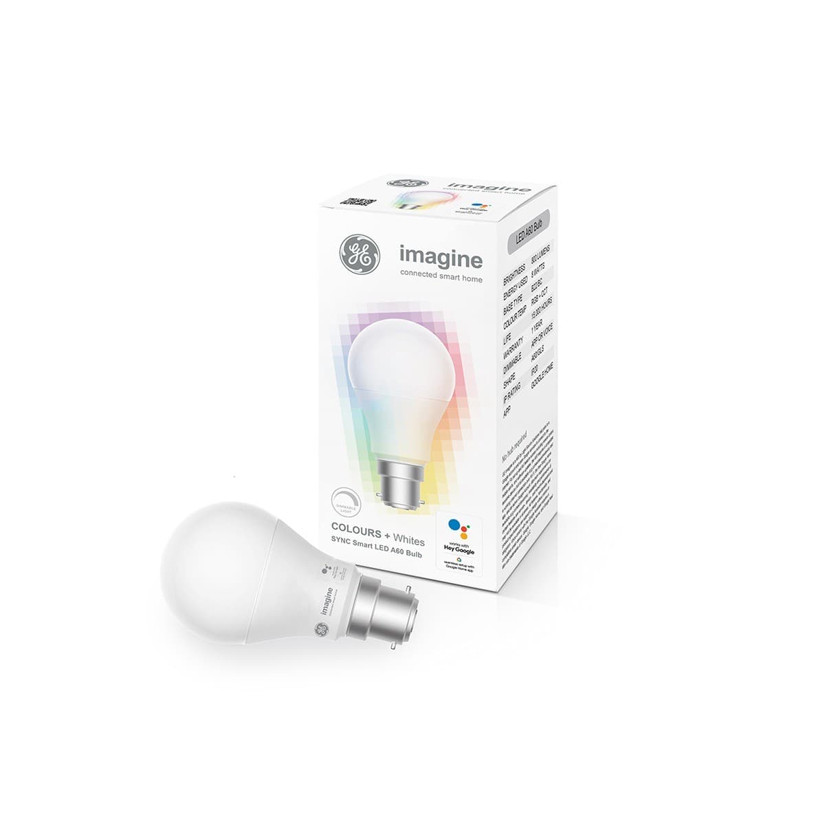 GE Imagine Sync 8W BC RGB LED Dimmable A60 Smart Globe-img-1