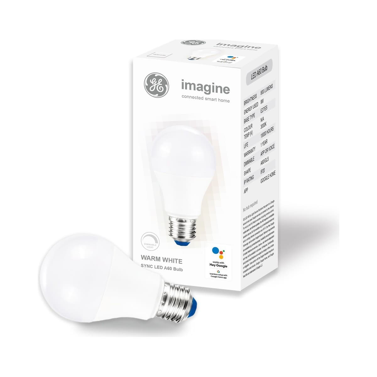 GE Imagine Sync 9W ES LED Dimmable A60 Smart Globe in Warm White-img-2