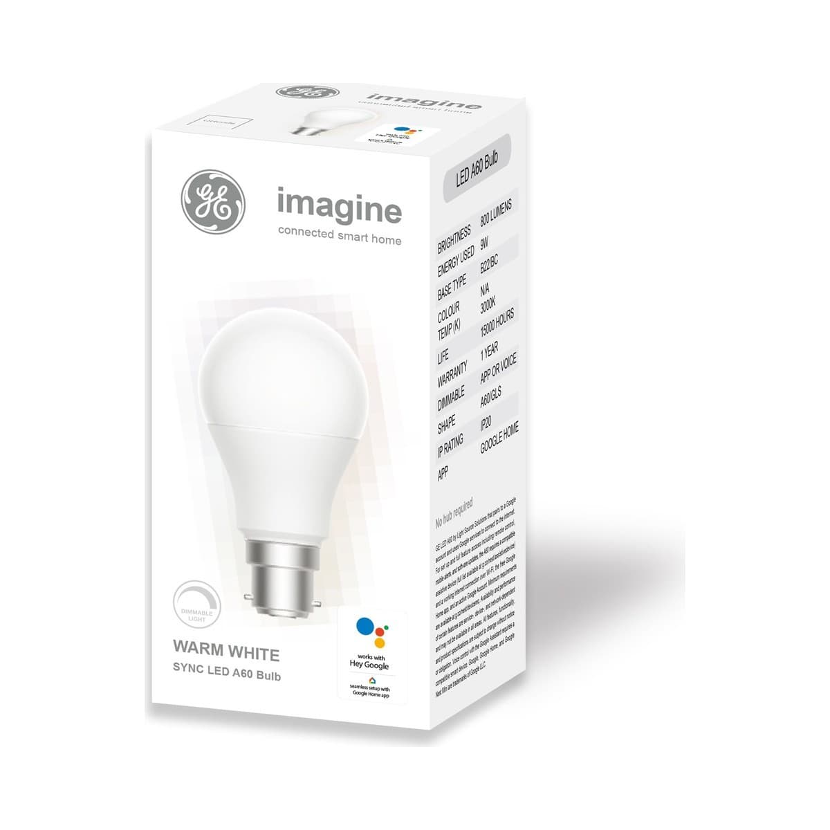 GE Imagine Sync 9W BC LED Dimmable A60 Smart Globe in Warm White-img-3