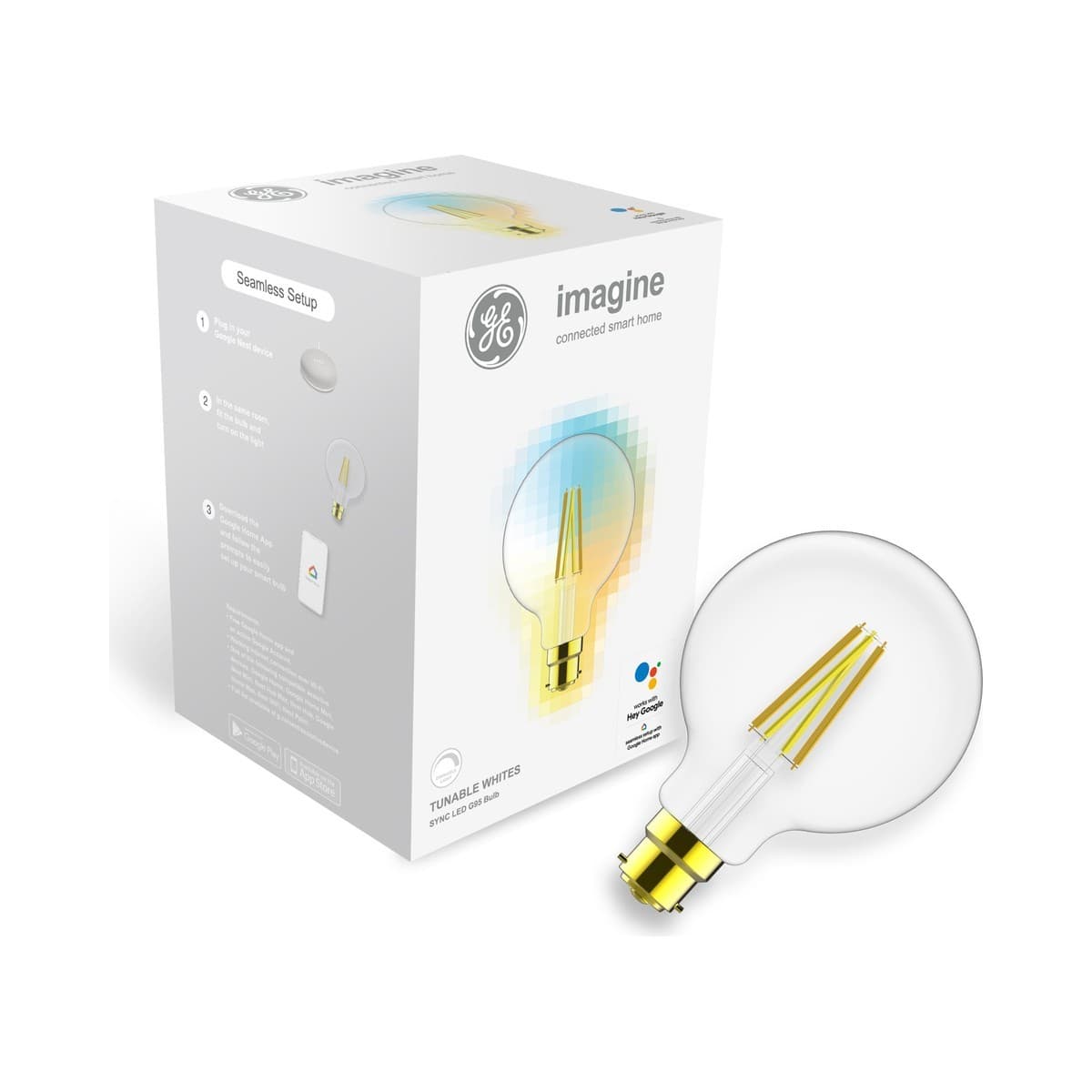 GE Imagine Sync 6.5W BC CCT LED Dimmable Smart Heritage G95 Globe-img-2