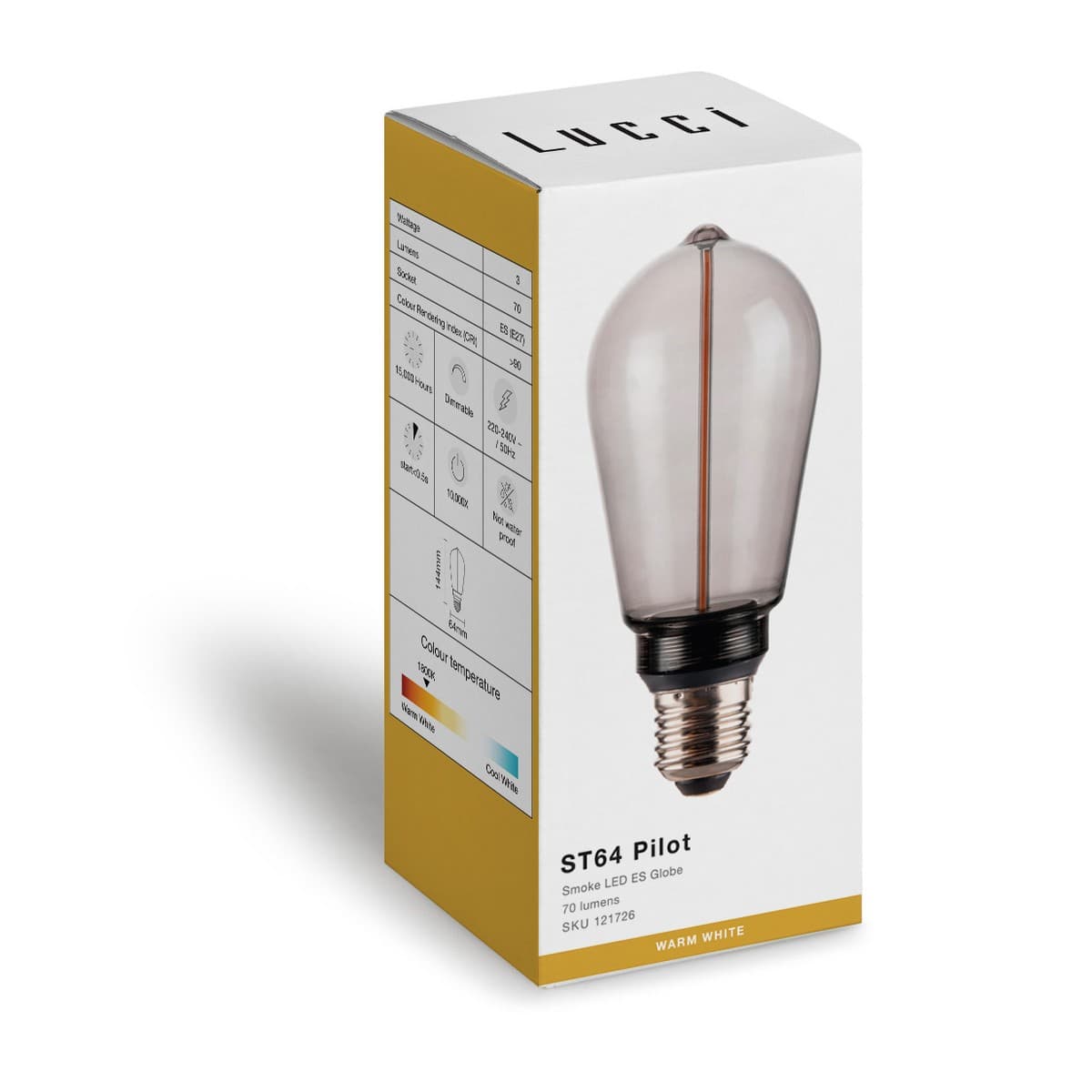 Lucci Sole 3W LED ST64 Pilot ES Globe with Smoke Glass in Warm White-img-3