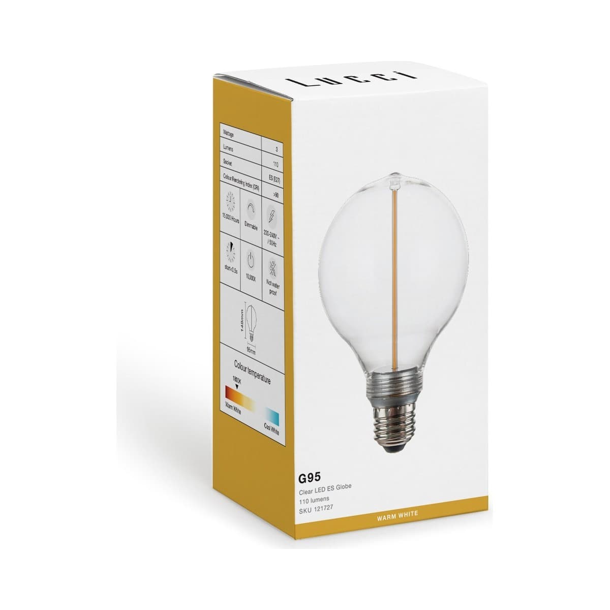 Lucci Sole 3W LED G95 ES Globe with Clear Glass in Warm White-img-2