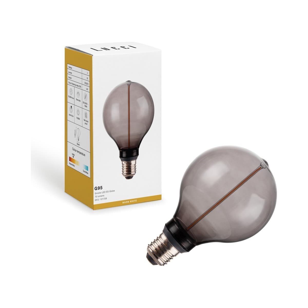 Lucci Sole 3W LED G95 Pilot ES Globe with Smoke Glass in Warm White-img-1
