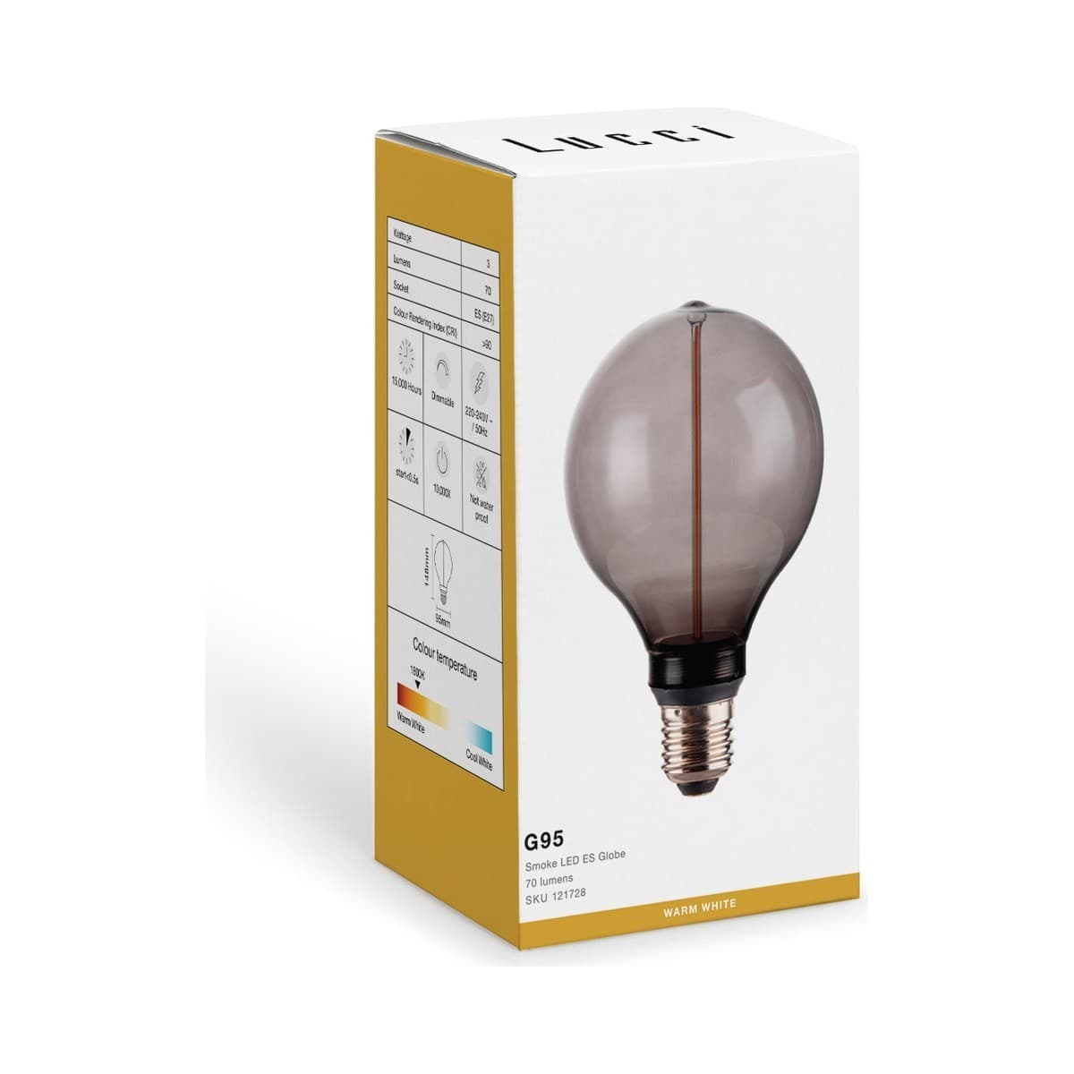 Lucci Sole 3W LED G95 Pilot ES Globe with Smoke Glass in Warm White-img-2