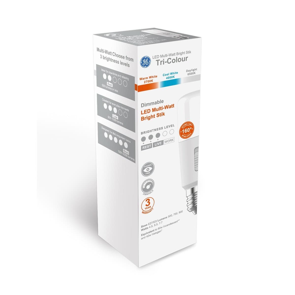 GE LED Bright Stik Multi-Watt Colour Switch CCT Dimmable ES Globe-img-2