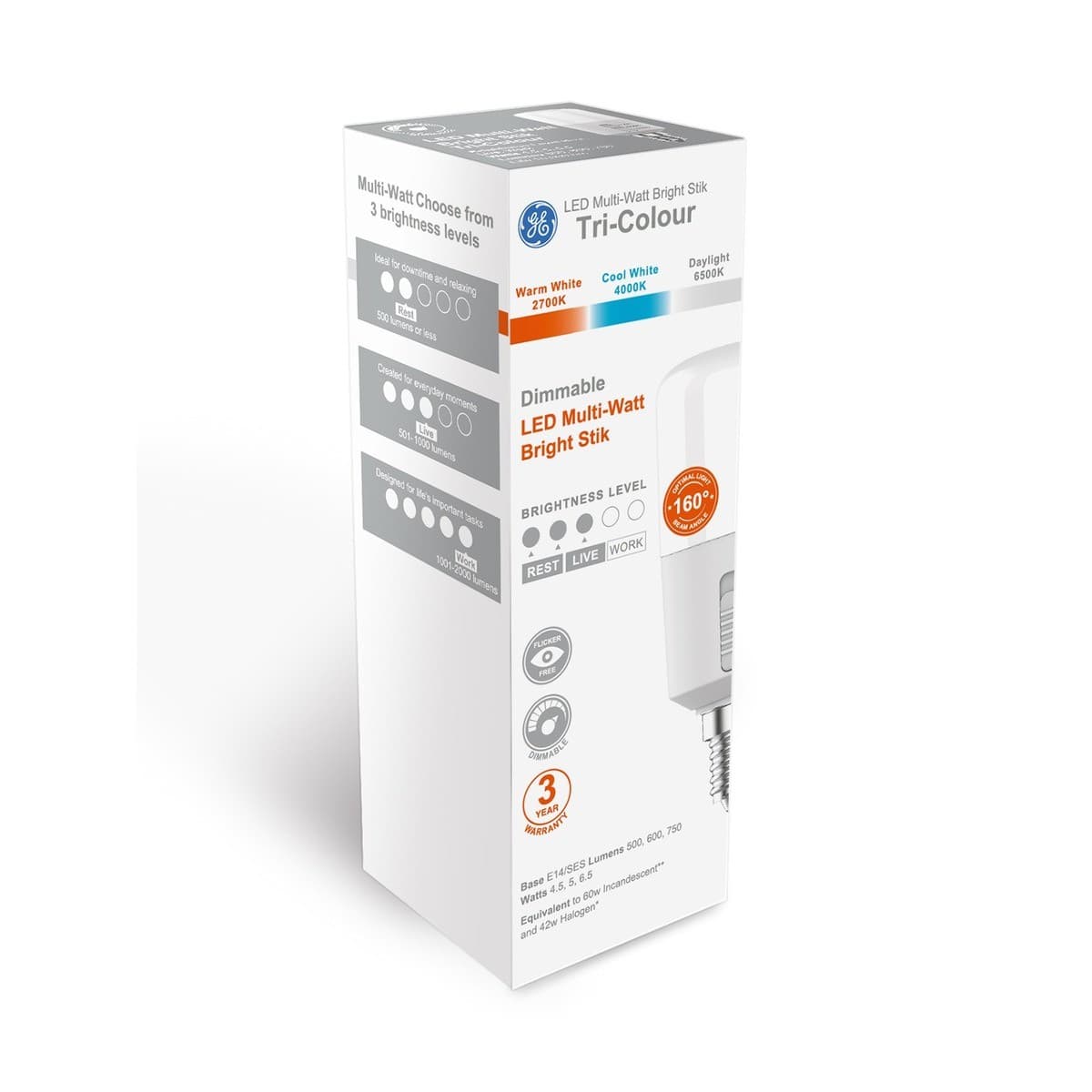 GE LED Bright Stik Multi-Watt Colour Switch CCT Dimmable SES Globe-img-1