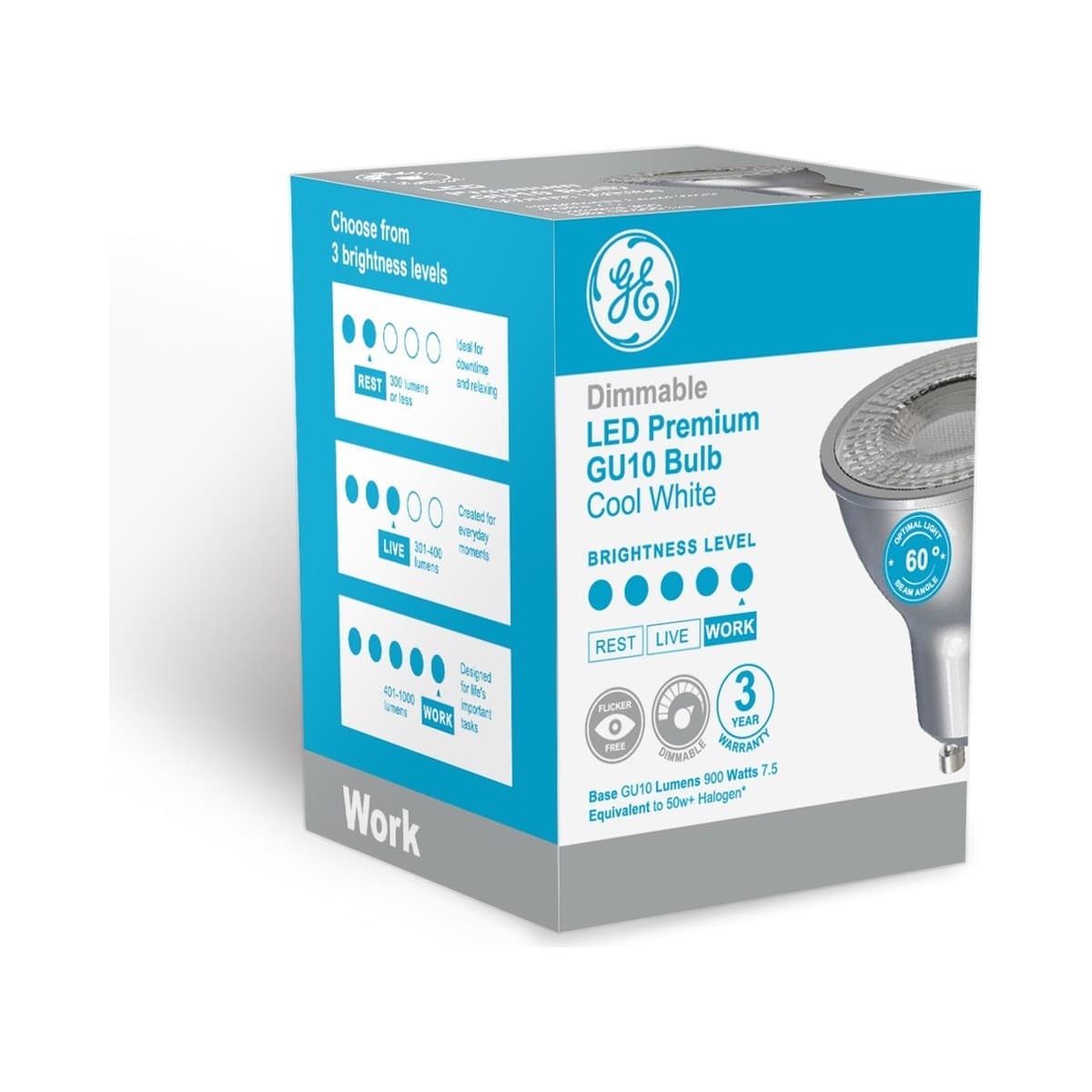GE 7.5W Premium Dimmable GU10 Globe in Cool White-img-3