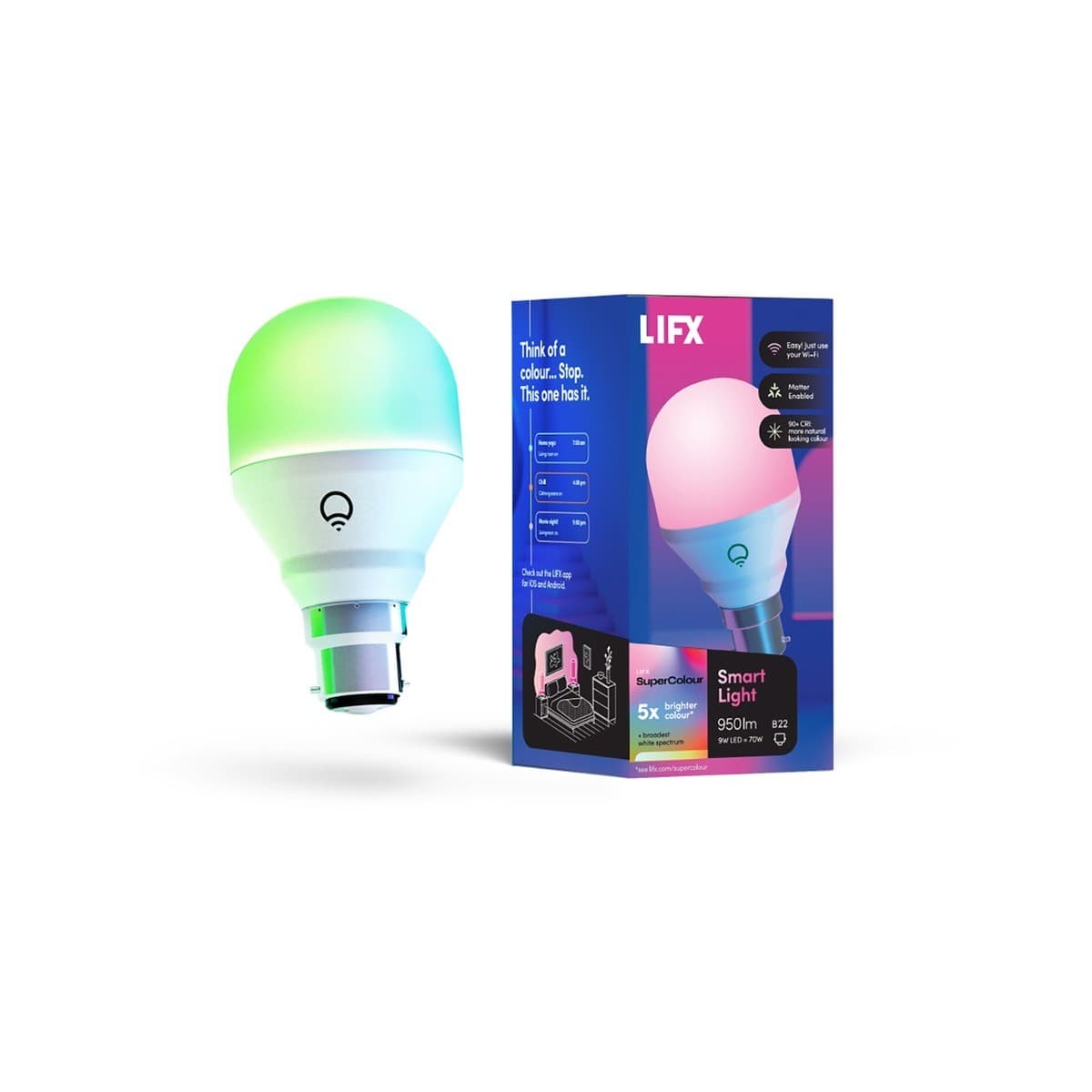 LIFX SuperColour 9W Dimmable BC LED GLS Smart Globe in RGB + Full White Spectrum-img-1
