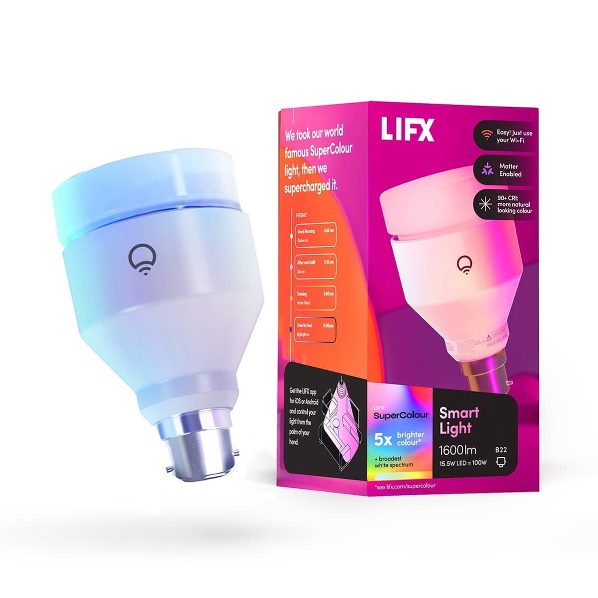LIFX SuperColour 11W Dimmable BC LED GLS Smart Globe in RGB + Full White Spectrum-img-1