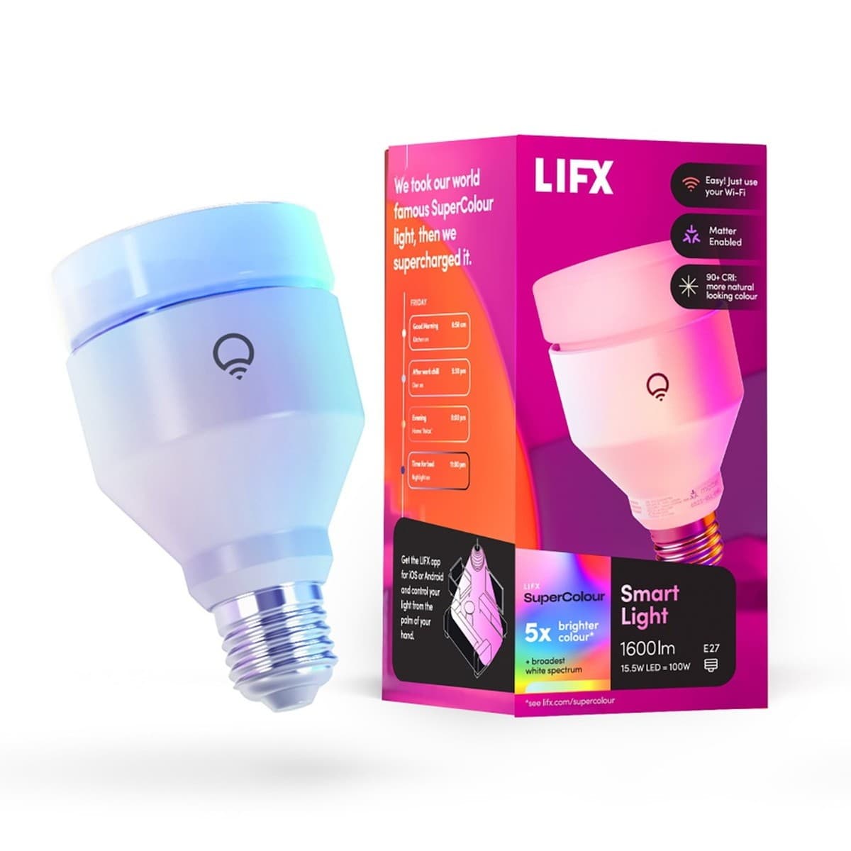 LIFX SuperColour 11W Dimmable ES LED GLS Smart Globe in RGB + Full White Spectrum-img-1