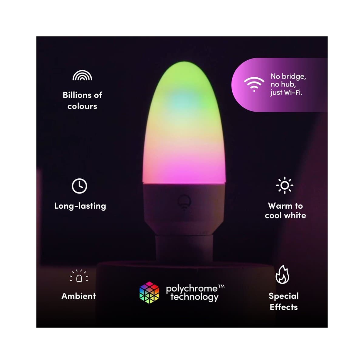 LIFX Colour Zones 4.2W Dimmable SES LED Candle Smart Globe in RGB + Full White Spectrum-img-3