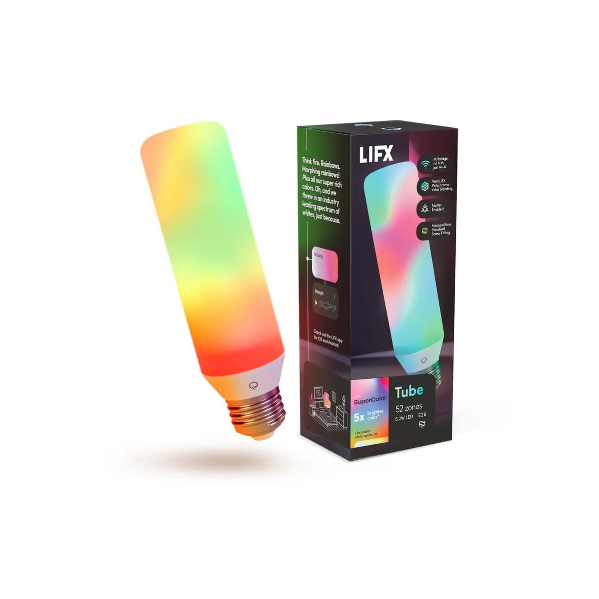 LIFX Colour Zones 5.2W Dimmable ES LED Tube Smart Globe in RGB + Full White Spectrum-img-2