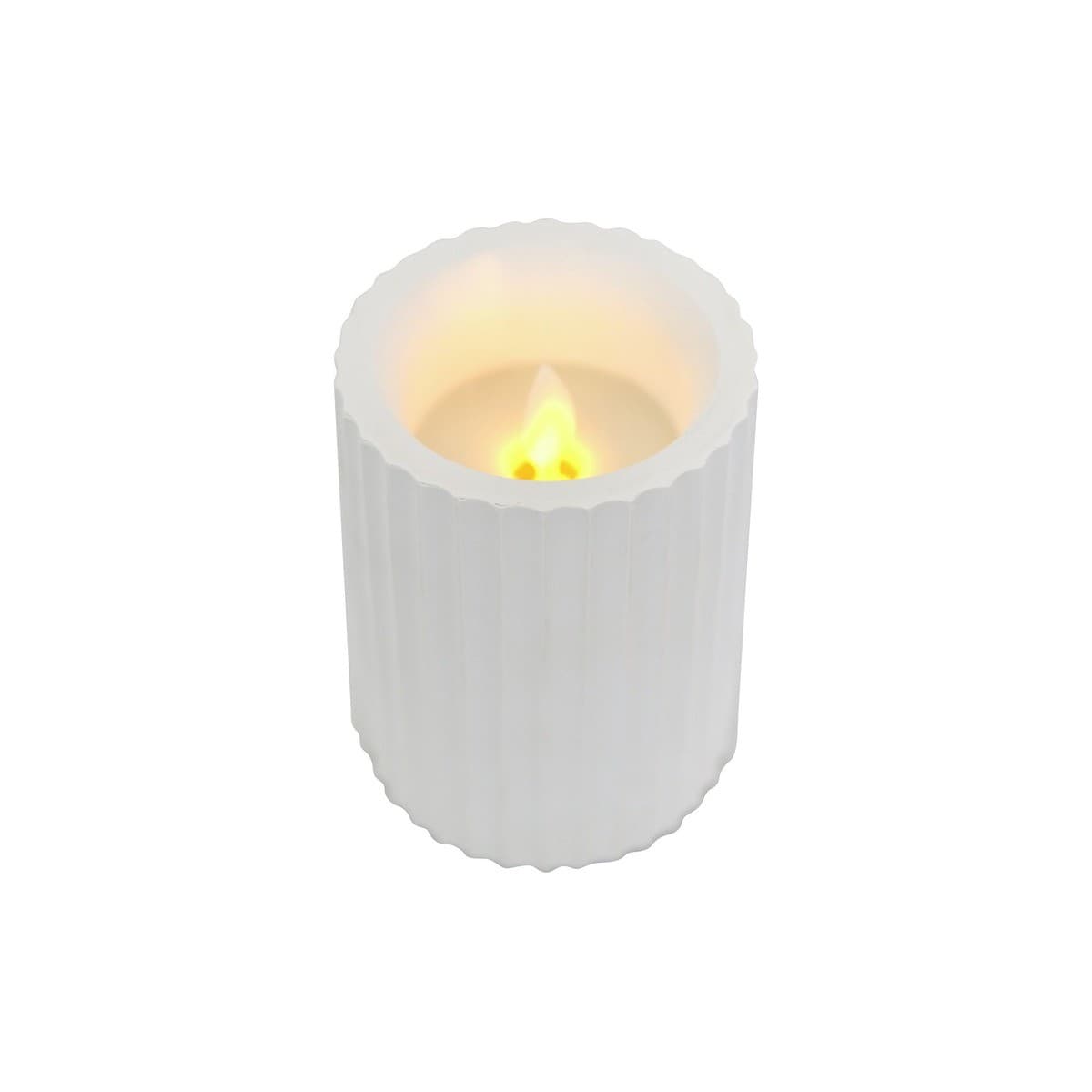 Haus & Co Ribbed Gypsum LED Candle in White-img-1
