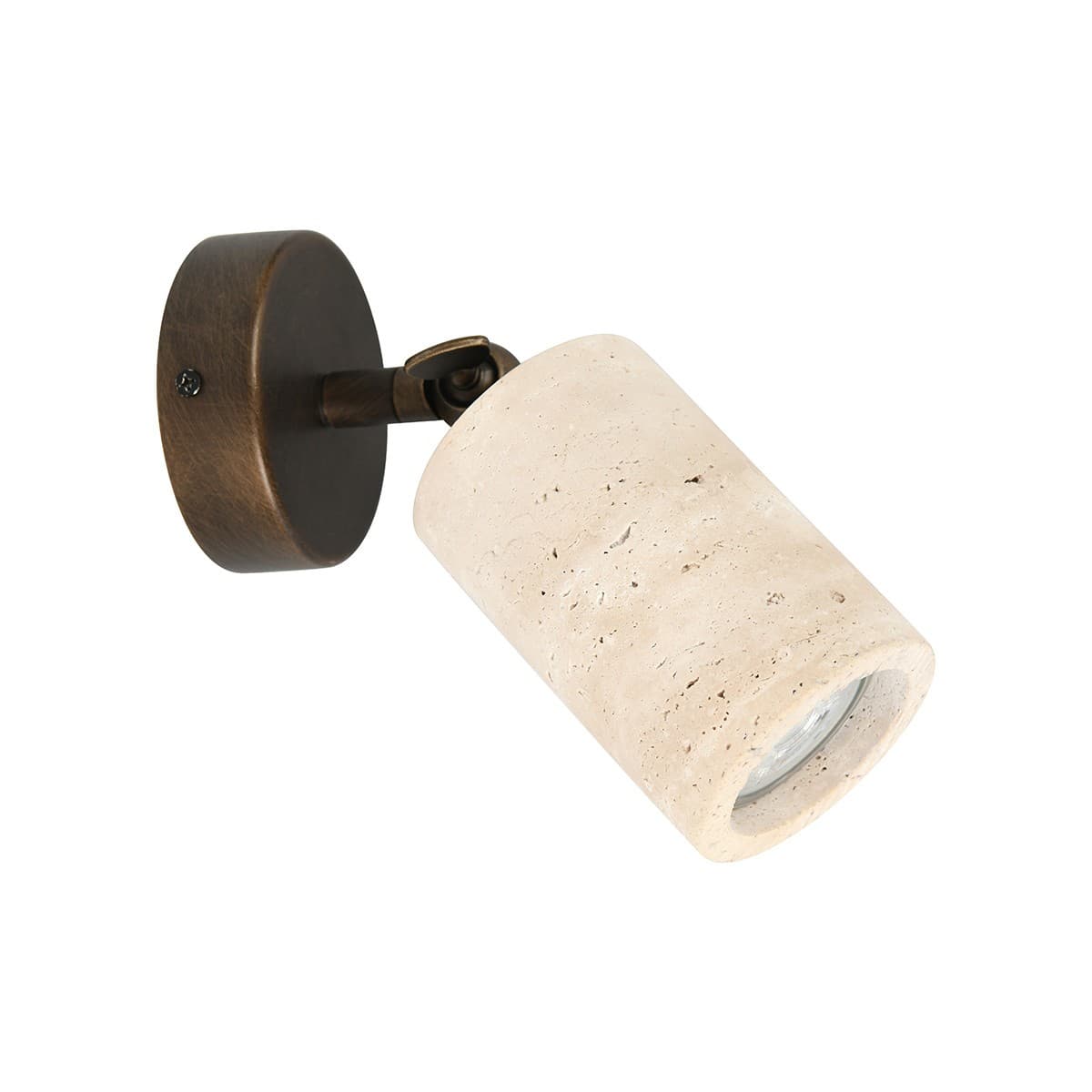 Traviato 1 Light Spot Light in Travertine with Bronze Details-img-1