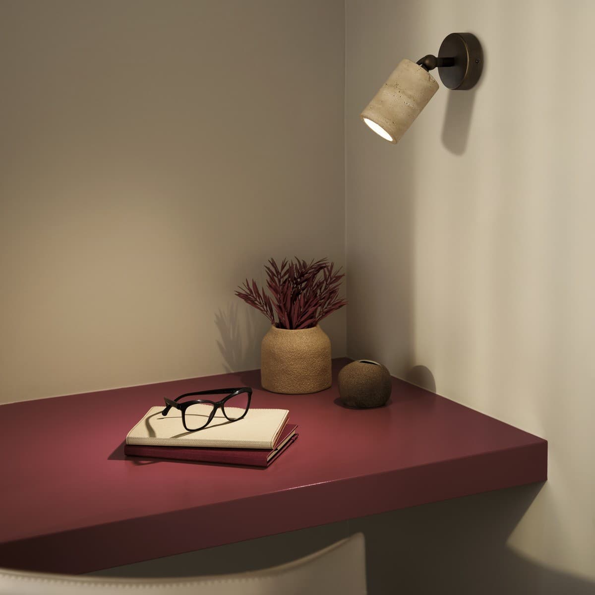 Traviato 1 Light Spot Light in Travertine with Bronze Details-img-3