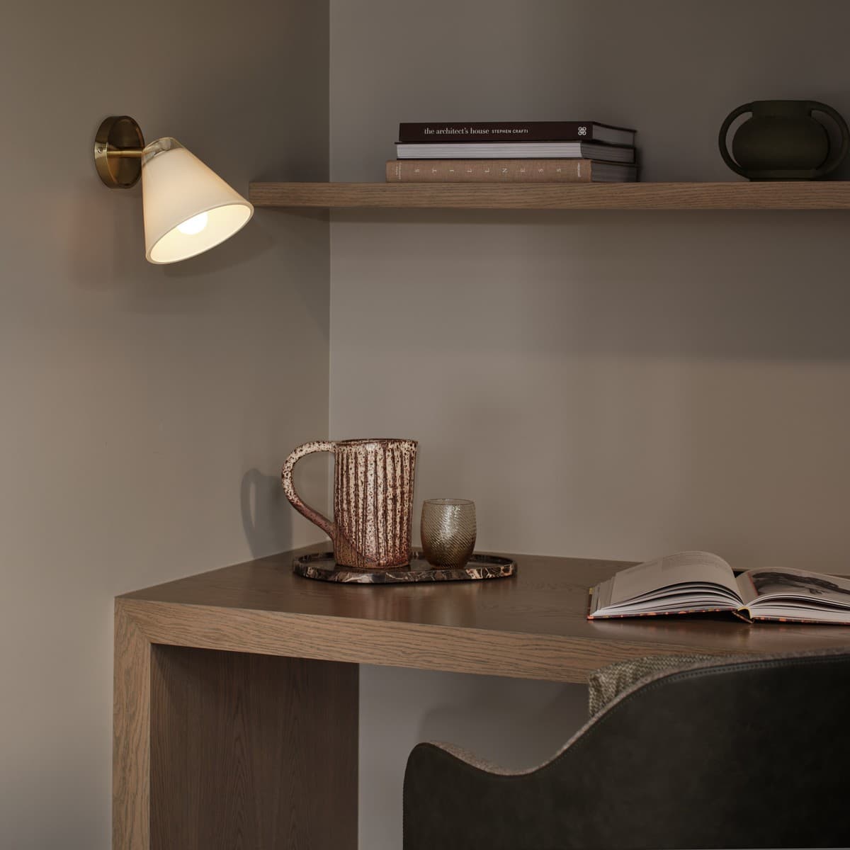 Chiara 1 Light Spotlight in Aged Brass with Opal Glass-img-2