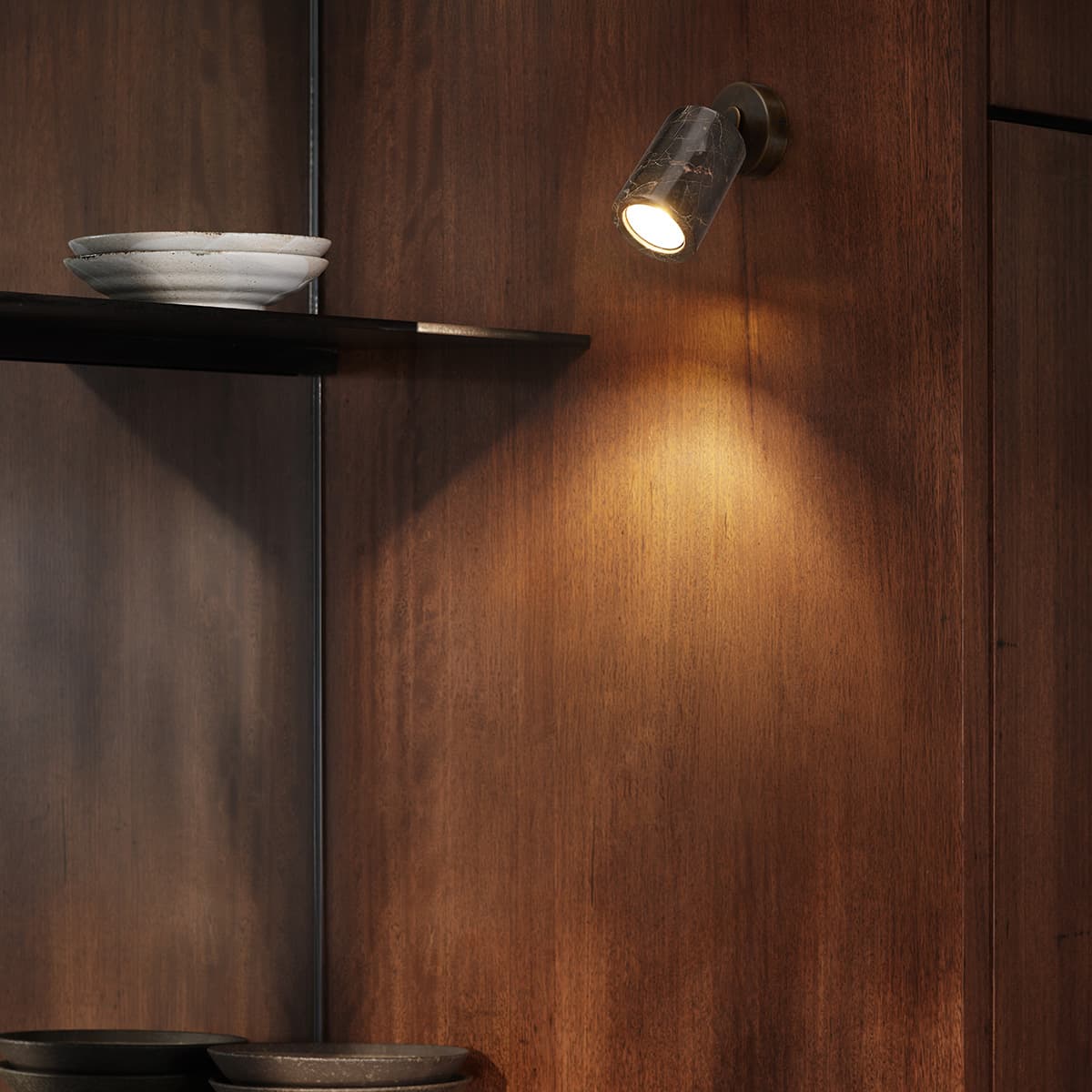 Thorsten 1 Light Spotlight in Brown Marble with Bronze Details-img-2