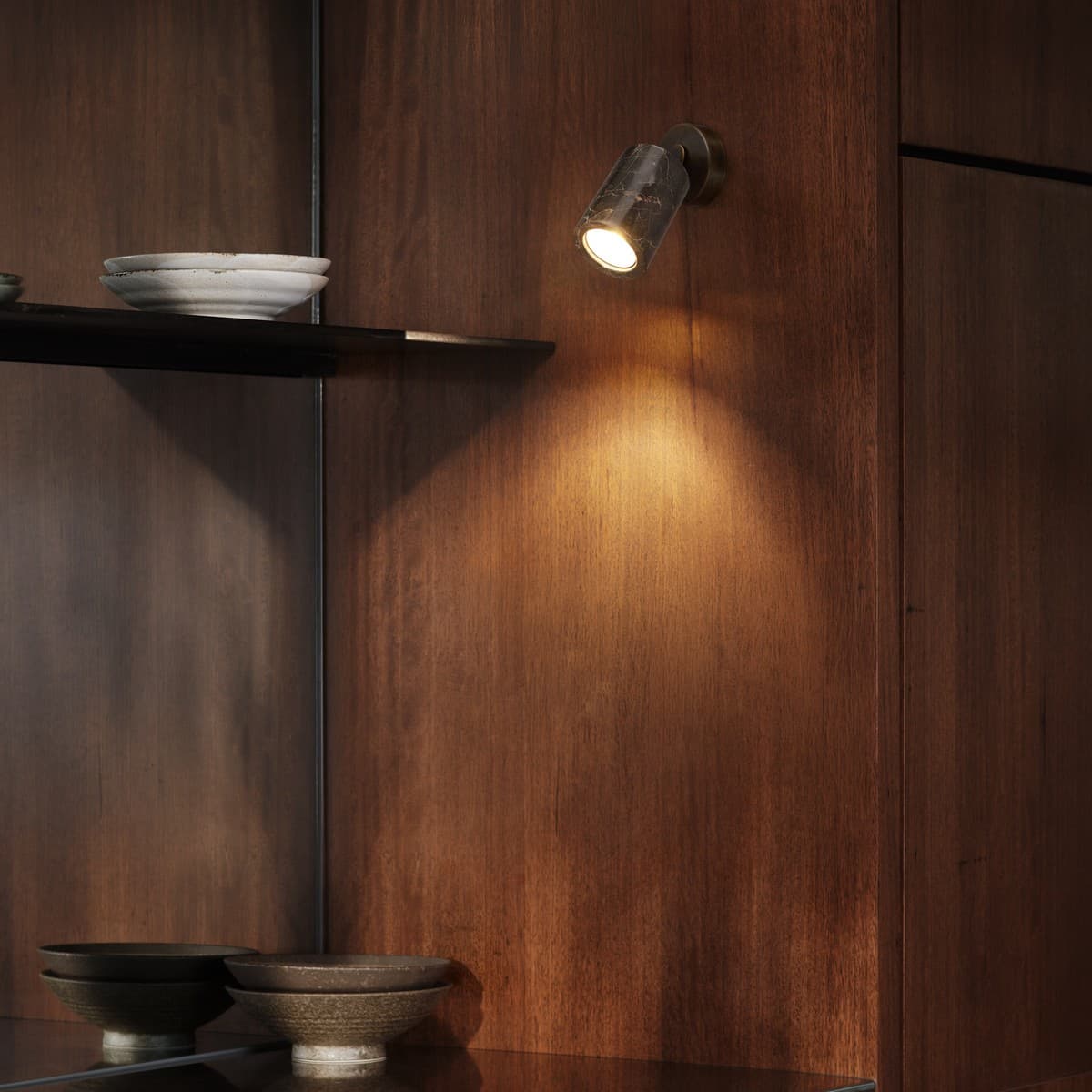 Thorsten 1 Light Spotlight in Brown Marble with Bronze Details-img-4
