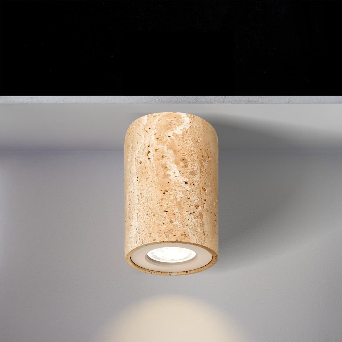 Traviato GU10 Surface Mounted Downlight in Natural Travertine with Beige Details-img-5
