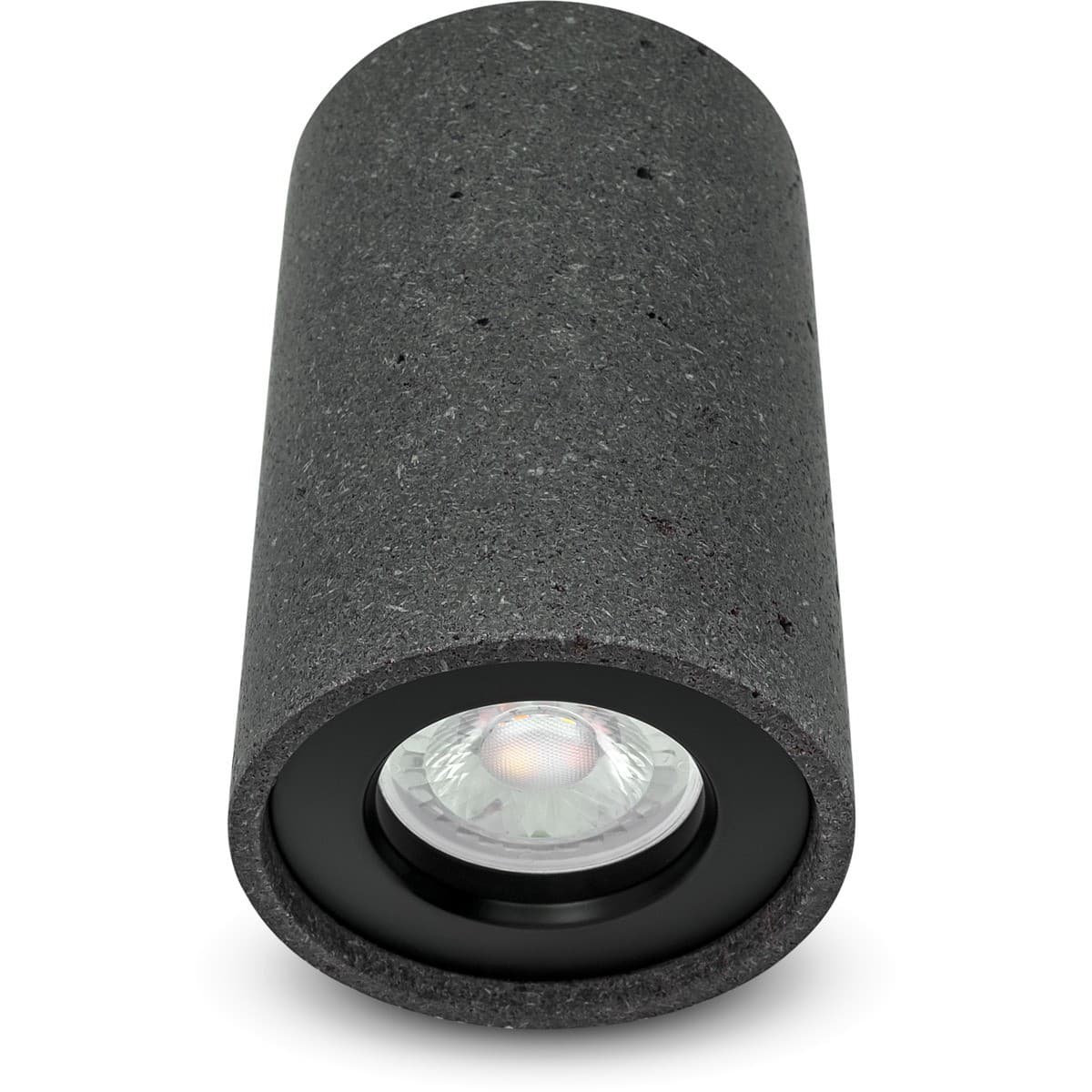 Traviato GU10 Surface Mounted Downlight in Lava Stone with Black Details-img-1