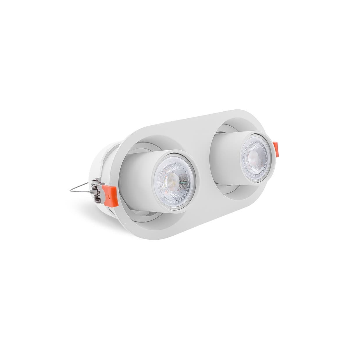 Luton 2 Light GU10 Recessed Gimble 205mm X 95mm Cut Out Downlight in White-img-1