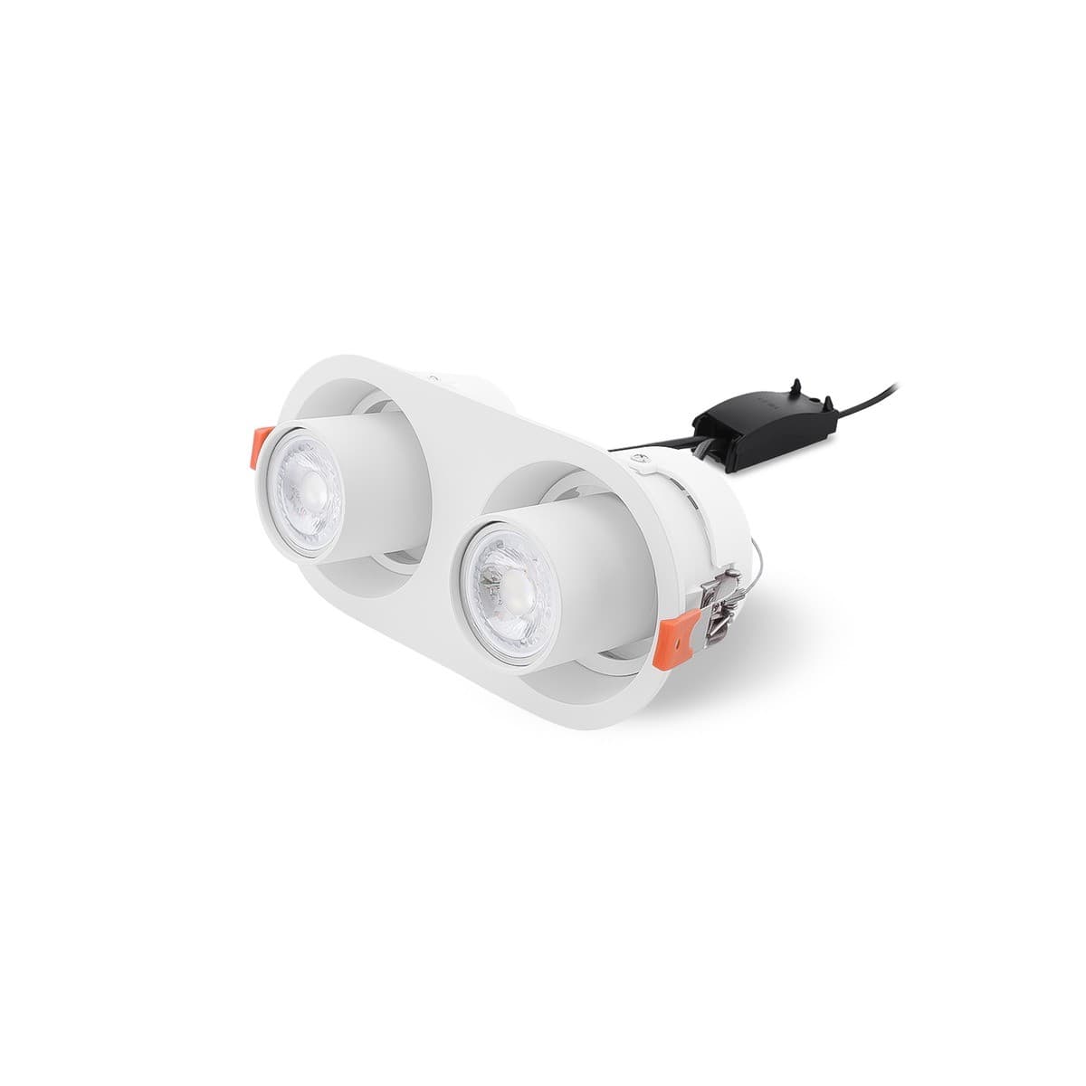 Luton 2 Light GU10 Recessed Gimble 205mm X 95mm Cut Out Downlight in White-img-2
