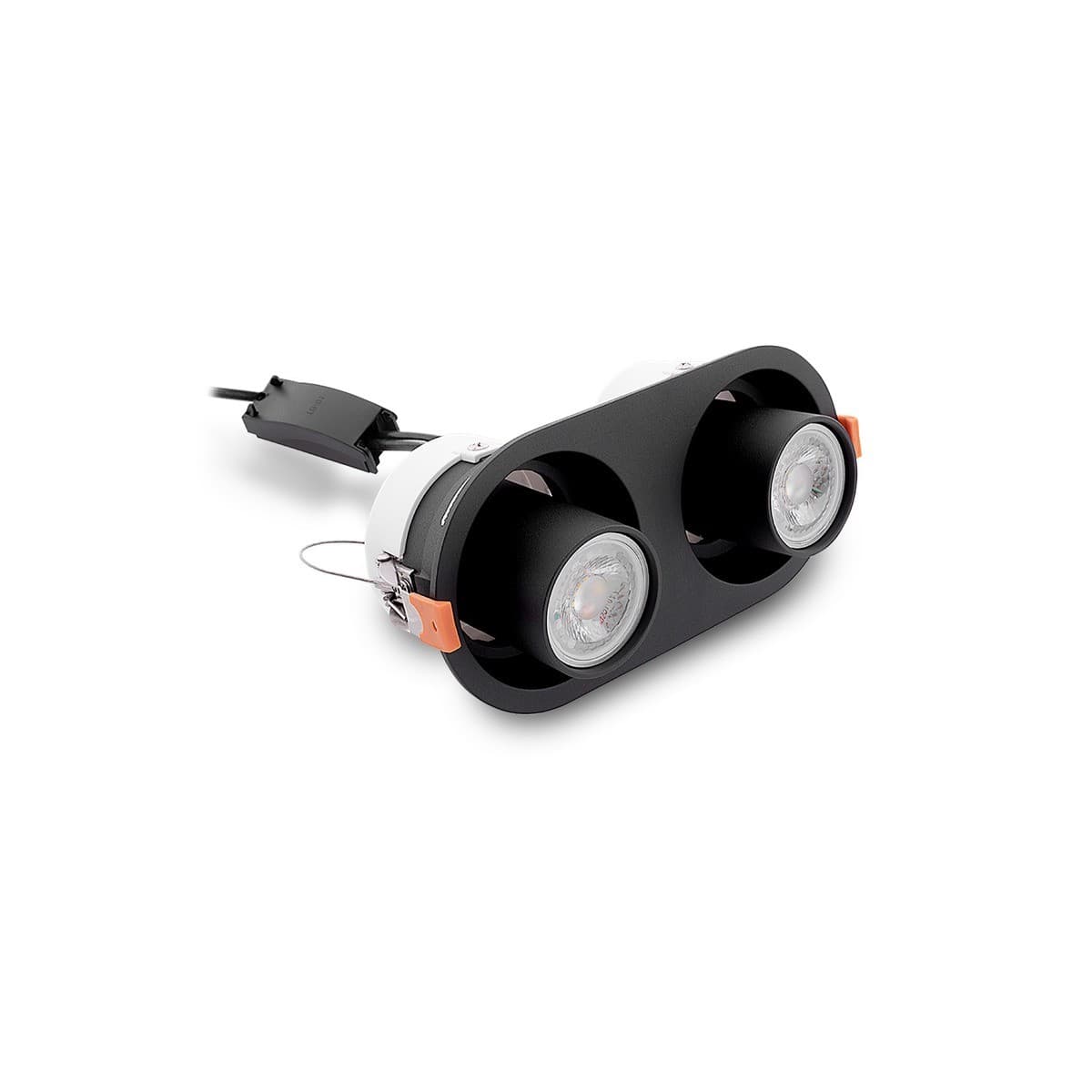 Luton 2 Light GU10 Recessed Gimble 205mm X 95mm Cut Out Downlight in Black-img-2