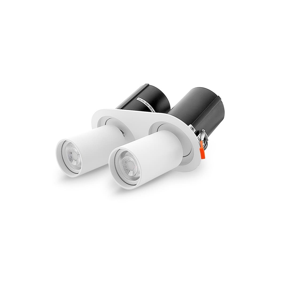 Luton 2 Light GU10 Recessed Adjustable 195mm X 86mm Cut Out Spotlight in White-img-1