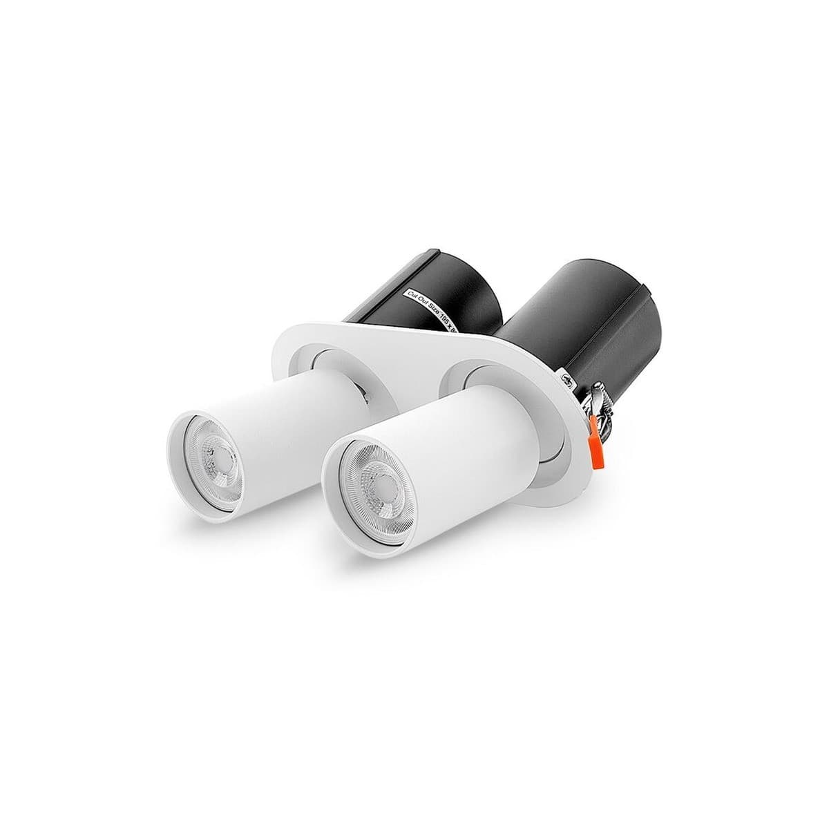 Luton 2 Light GU10 Recessed Adjustable 195mm X 86mm Cut Out Spotlight in White-img-2