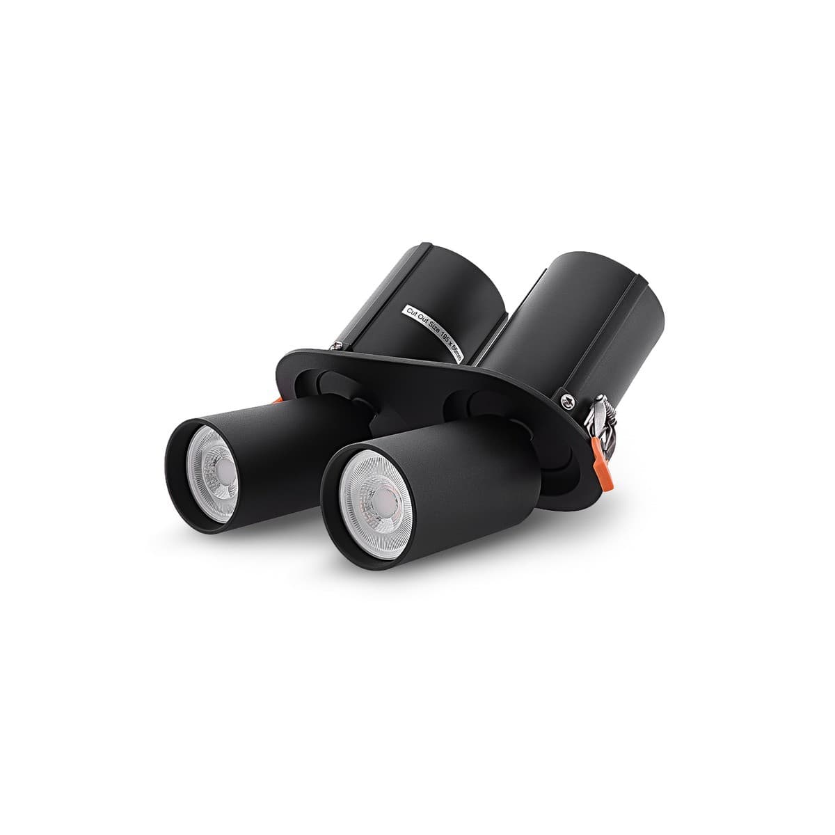 Luton 2 Light GU10 Recessed Adjustable 195mm X 86mm Cut Out Spotlight in Black-img-1