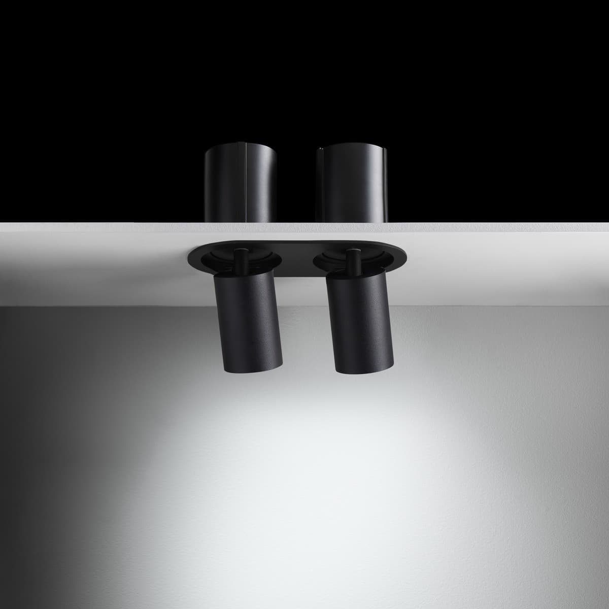 Luton 2 Light GU10 Recessed Adjustable 195mm X 86mm Cut Out Spotlight in Black-img-9