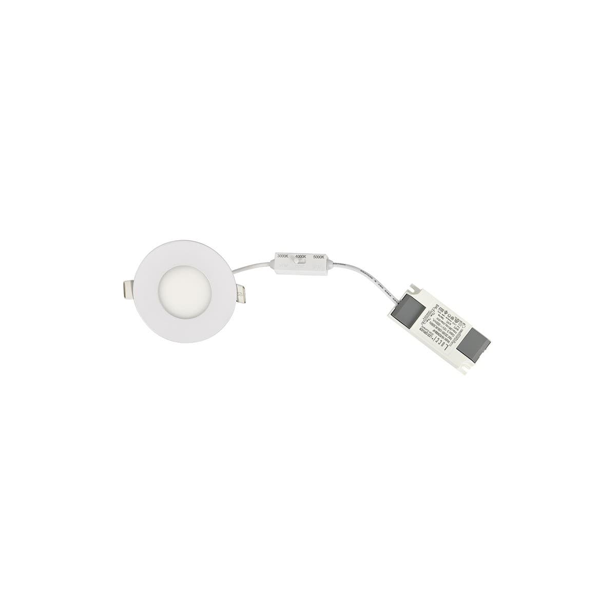 Theo LED Recessed Colour Switch 75mm Cut Out Panel Light in White