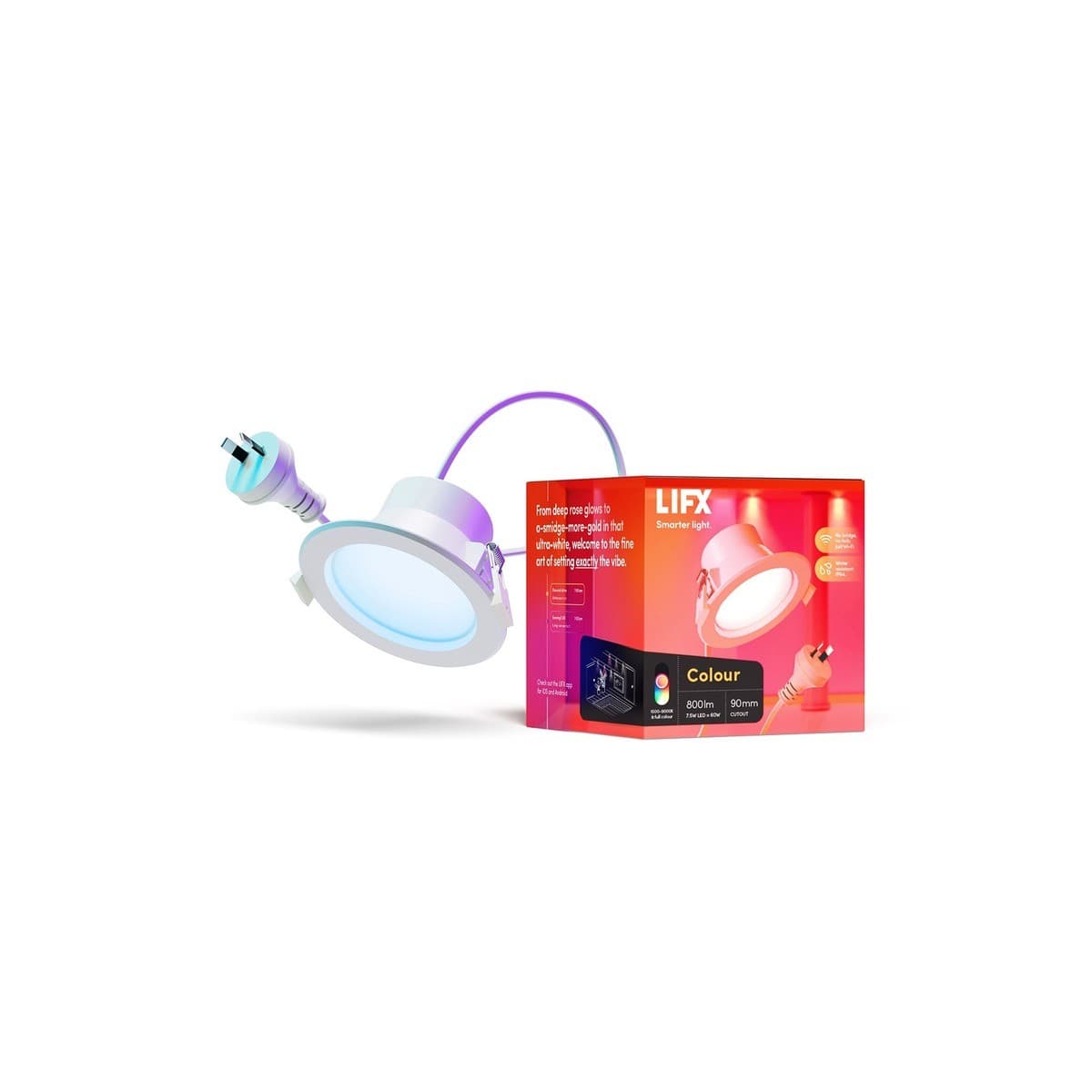 LIFX SuperColour 7.5W Dimmable 90mm Cut Out LED Smart Downlight with RGB + Full White Spectrum-img-1
