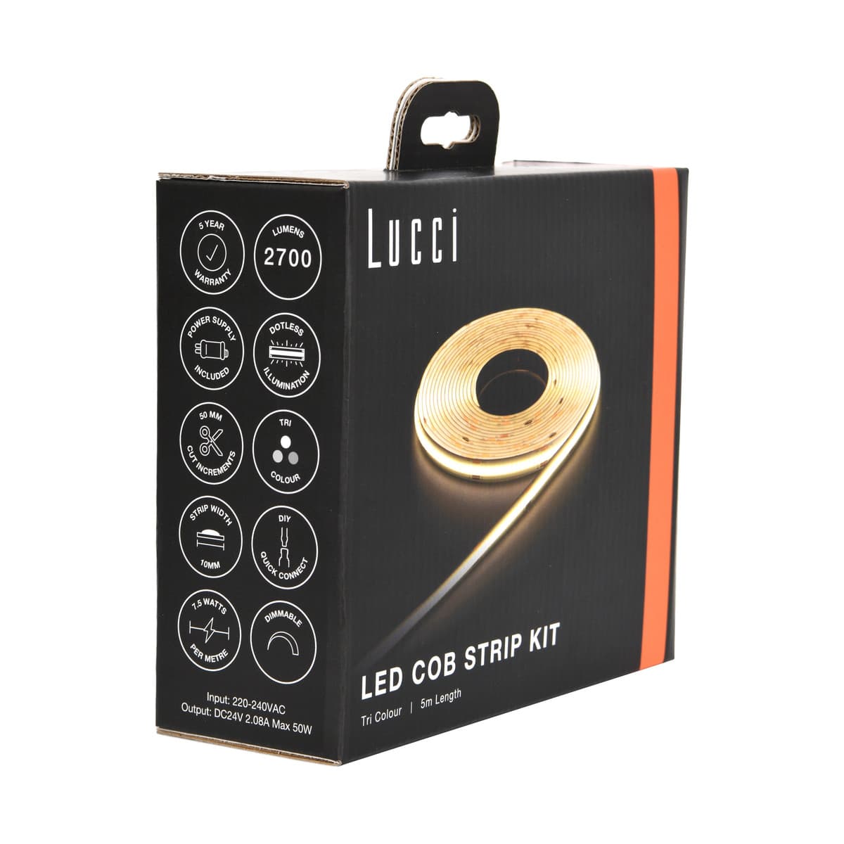 Glow Dynamic 5m 38W Dimmable Tri-Colour COB LED Strip Kit-img-2