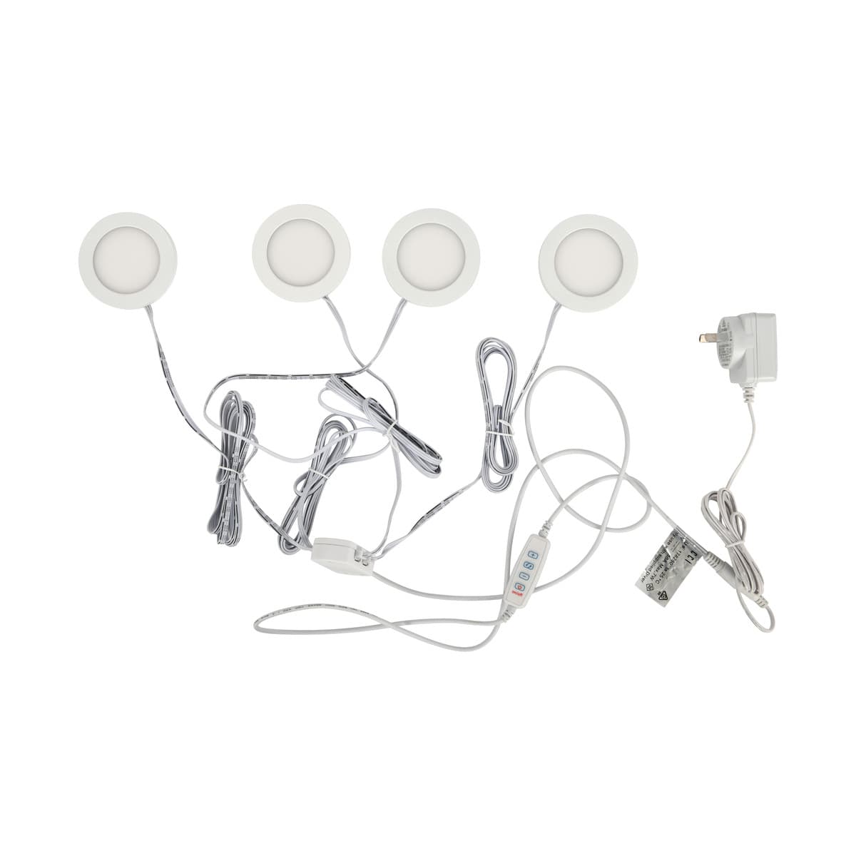 Puk 4 Light LED Colour Switch Cabinet Light Kit in White-img-1