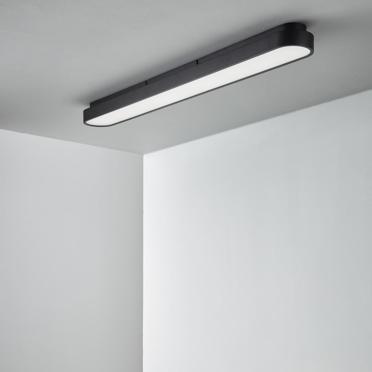 MFL Moku LED Dimmable Colour Change Prismatic Long Flush Mount in Black
