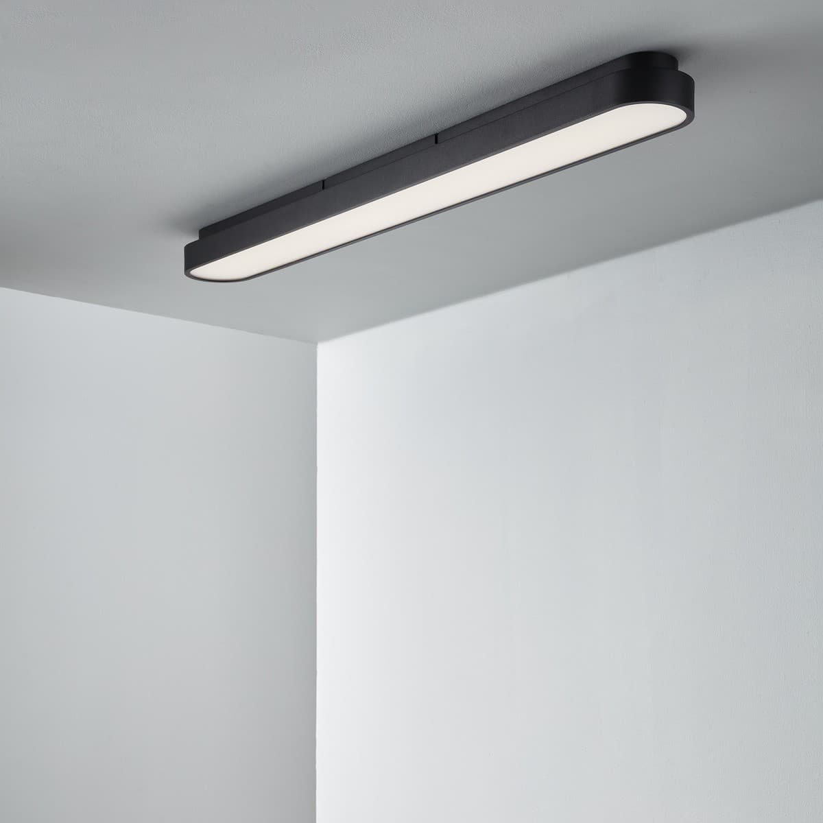 MFL Moku LED Dimmable Colour Change Prismatic Long Flush Mount in Black
