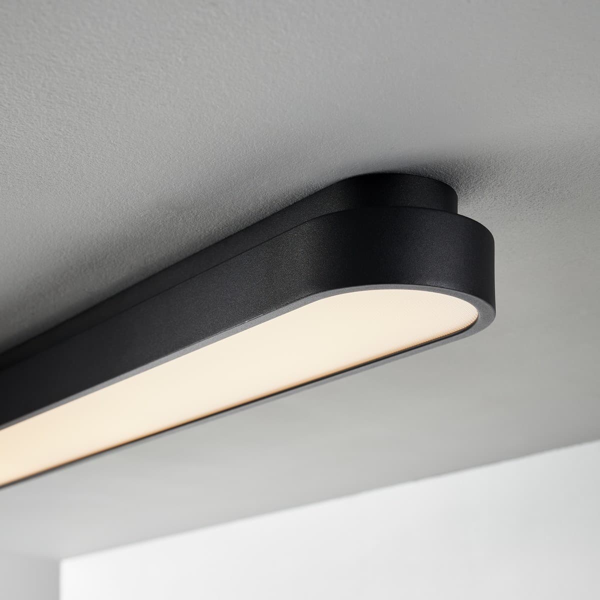 MFL Moku LED Dimmable Colour Change Prismatic Long Flush Mount in Black
