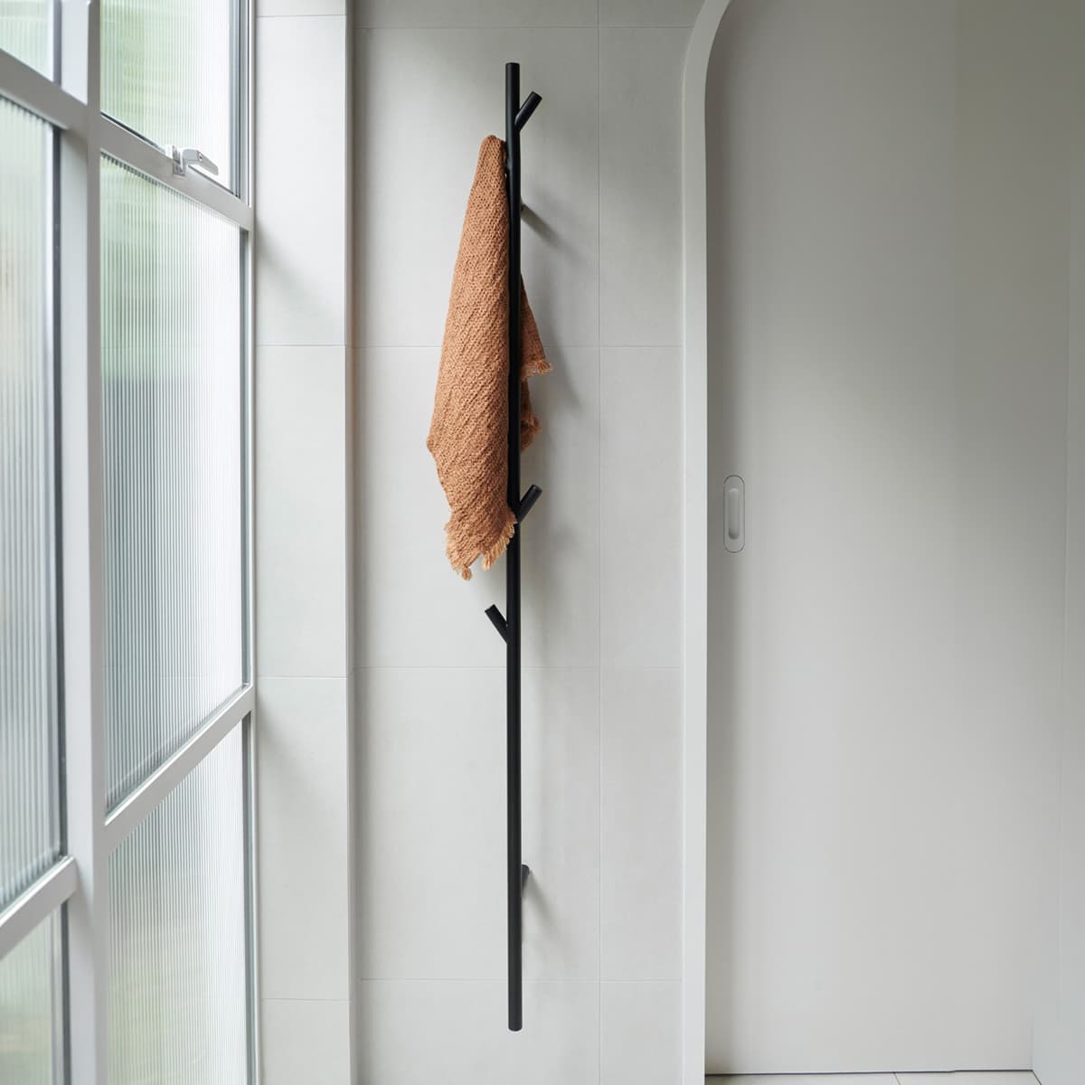 Silhouette Vertical Heated Towel Rail in Black