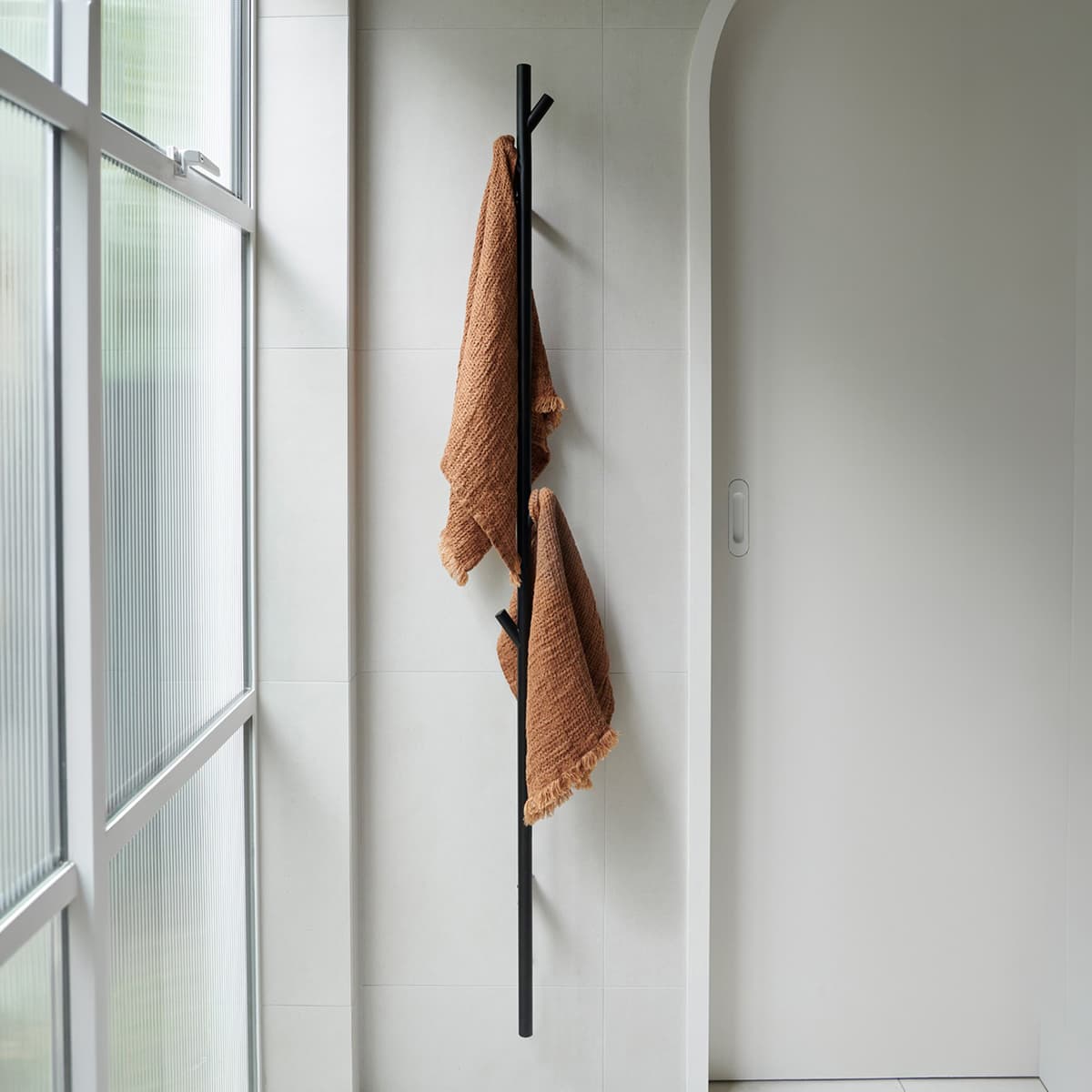 Silhouette Vertical Heated Towel Rail in Black