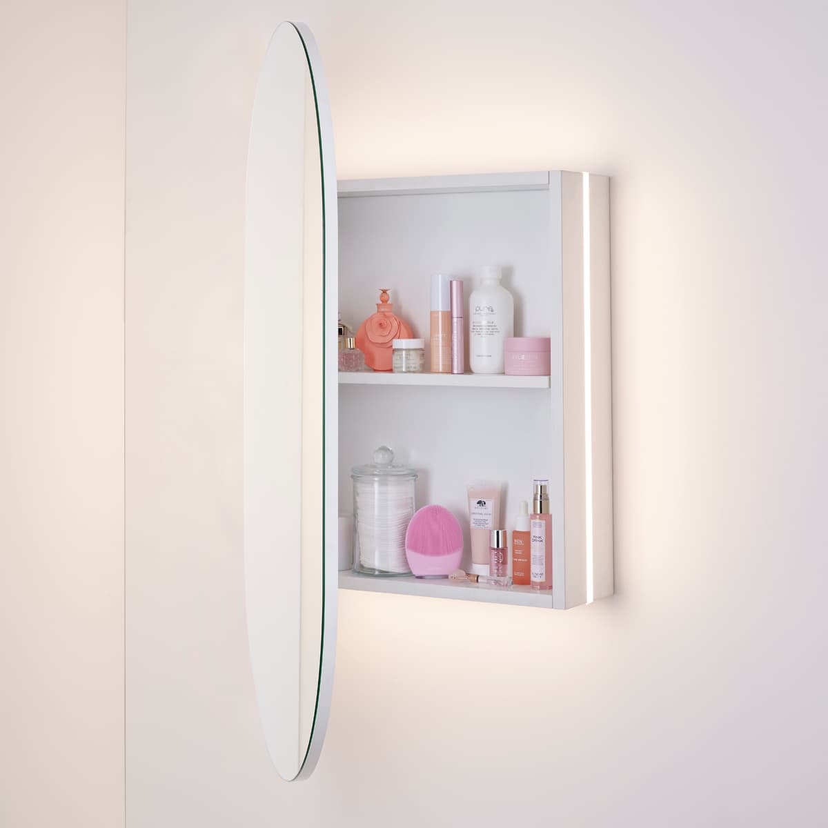 Aura 1m Race Track Mirrored Cabinet with LED Backlight in White-img-5