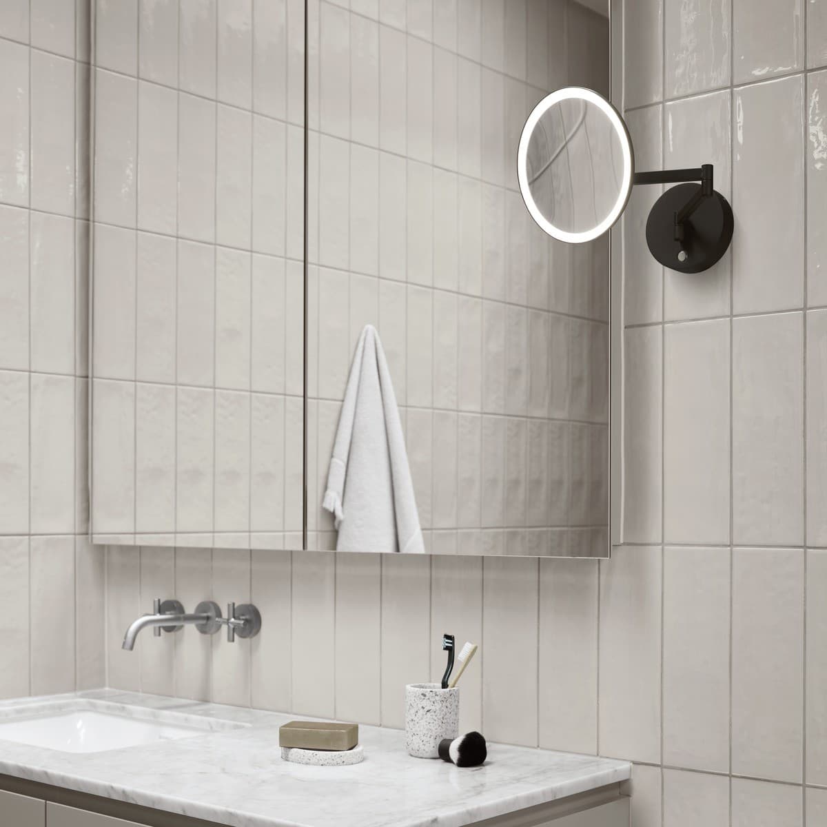 Reflextion LED Swing Arm Vanity Mirror in Black-img-2