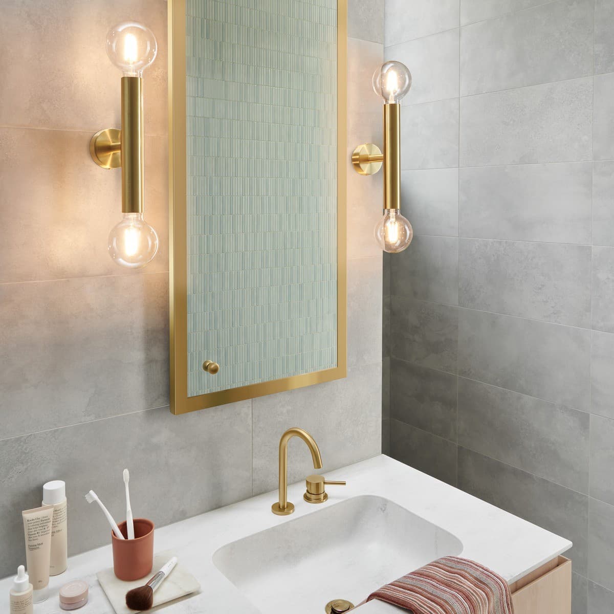 Parker 2 Light Cylinder Wall Bracket in Brass-img-3