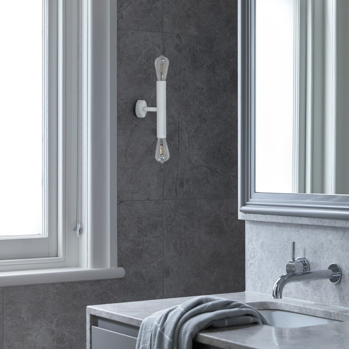 Parker 2 Light Cylinder Wall Bracket in White