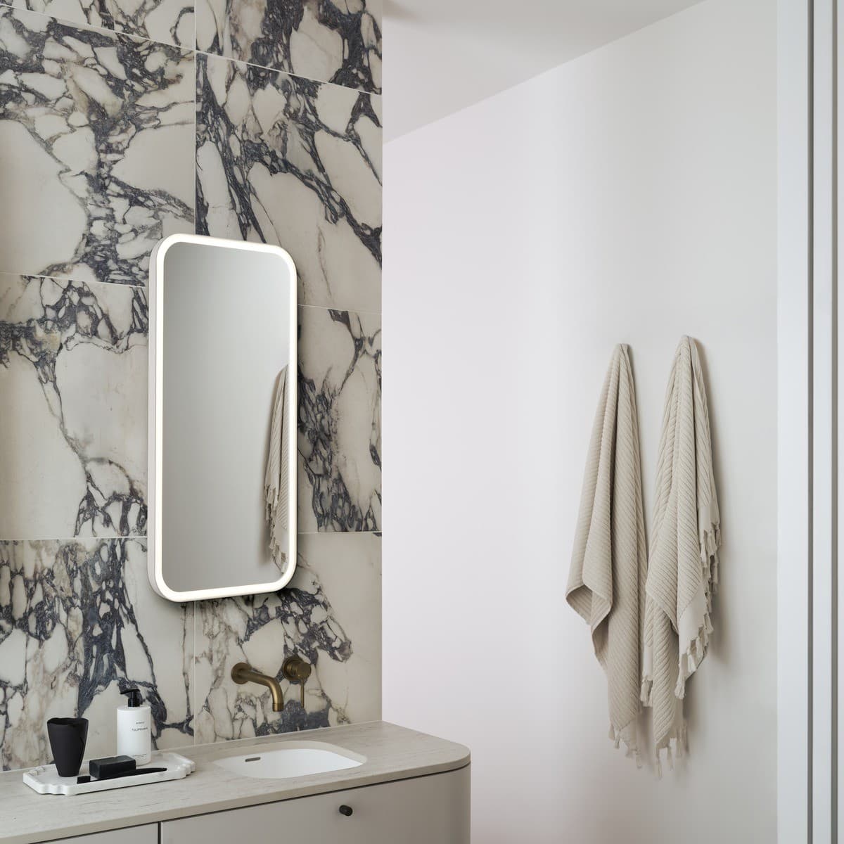 Contour LED Colour-Shifting Rectangle Mirror in White-img-2