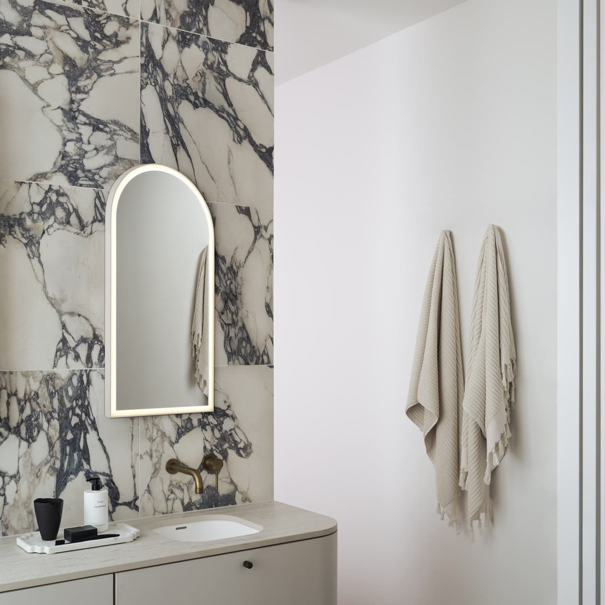 Contour LED Colour-Shifting Arch Mirror in White-img-2
